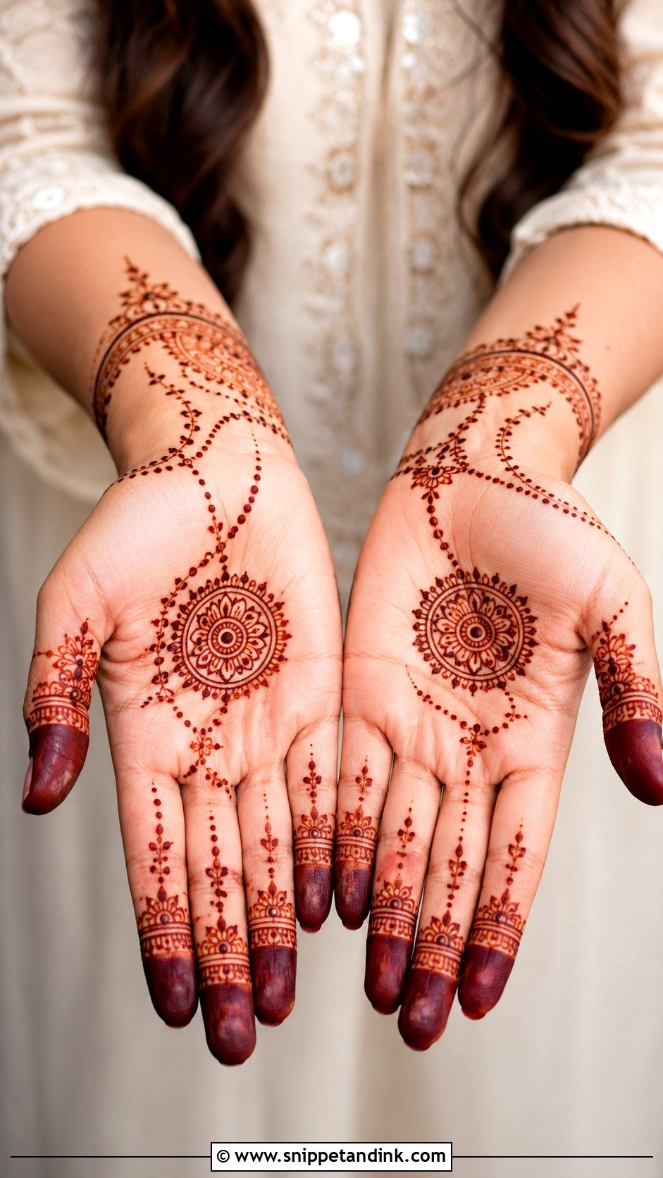 Simple Front Hand Mehndi Design With Dots - Snippet and Ink - 35 Simple Front Hand Mehndi Designs