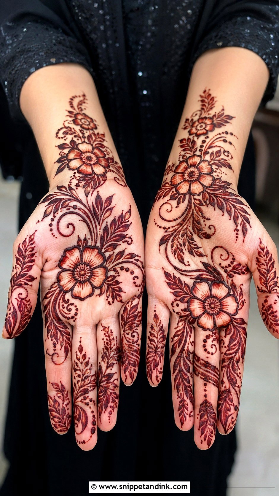 Simple Front Hand Mehndi Design With Gulf Pattern - Snippet and Ink - 35 Simple Front Hand Mehndi Designs