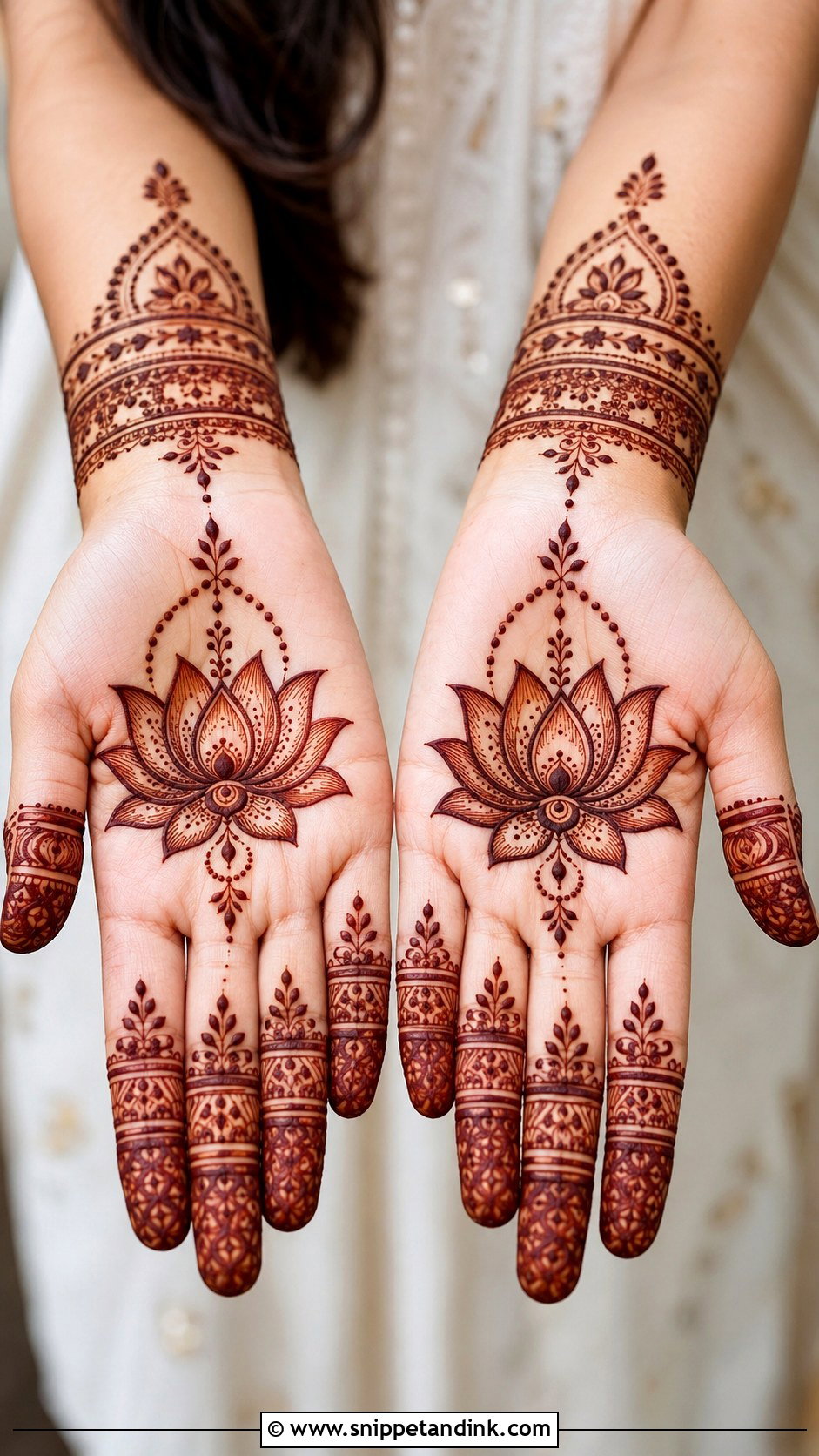 Simple Front Hand Mehndi Design With Leaf Trail - Snippet and Ink - 35 Simple Front Hand Mehndi Designs