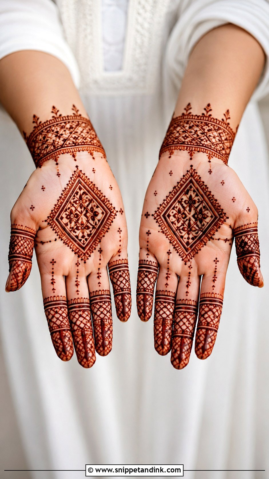 Simple Front Hand Mehndi Design With Moroccan Pattern - Snippet and Ink - 35 Simple Front Hand Mehndi Designs