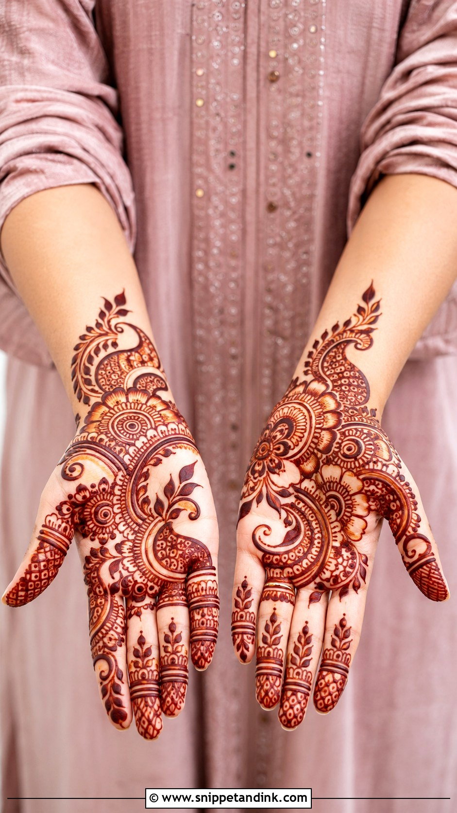 Simple Front Hand Mehndi Design With Negative Space - Snippet and Ink - 35 Simple Front Hand Mehndi Designs