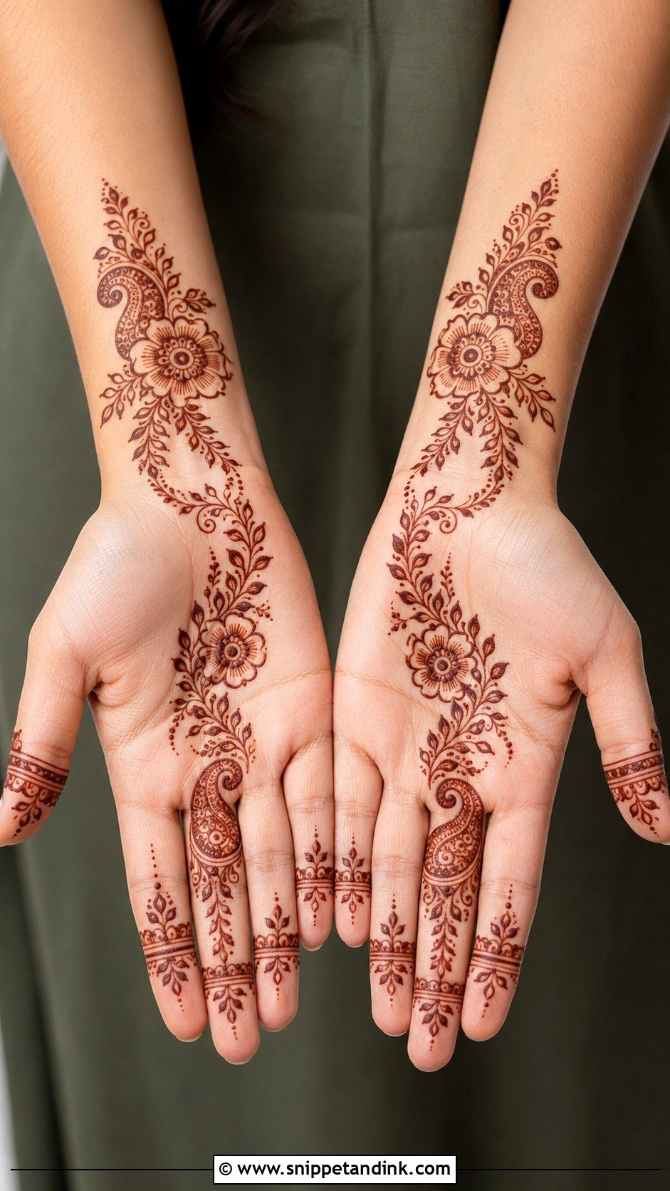 Simple Front Palm Mehndi Design For Bridesmaid - Snippet and Ink - 35 Simple Front Palm Mehndi Designs