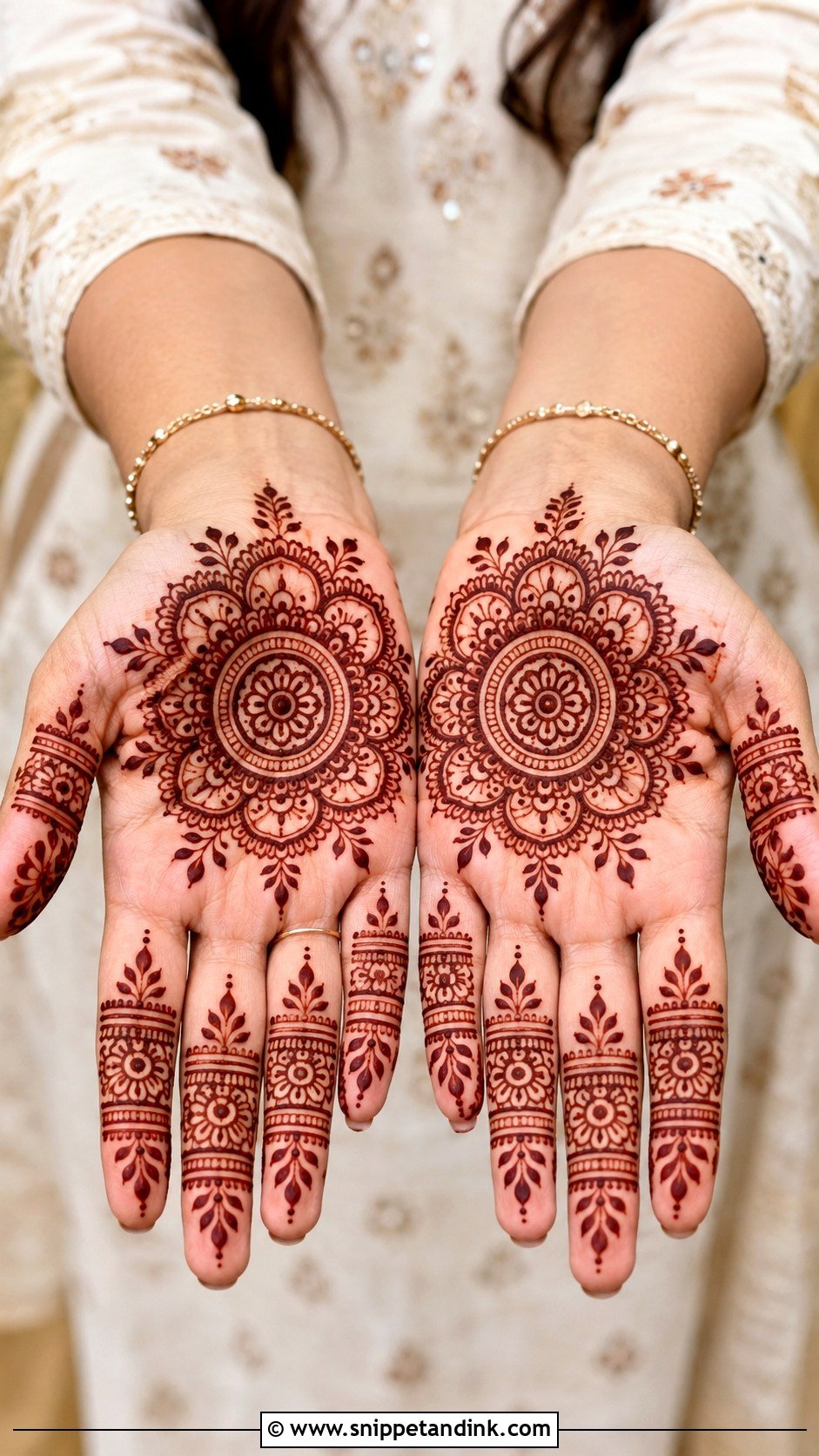 Simple Front Palm Mehndi Design For Diwali - Snippet and Ink - 35 Simple Front Palm Mehndi Designs