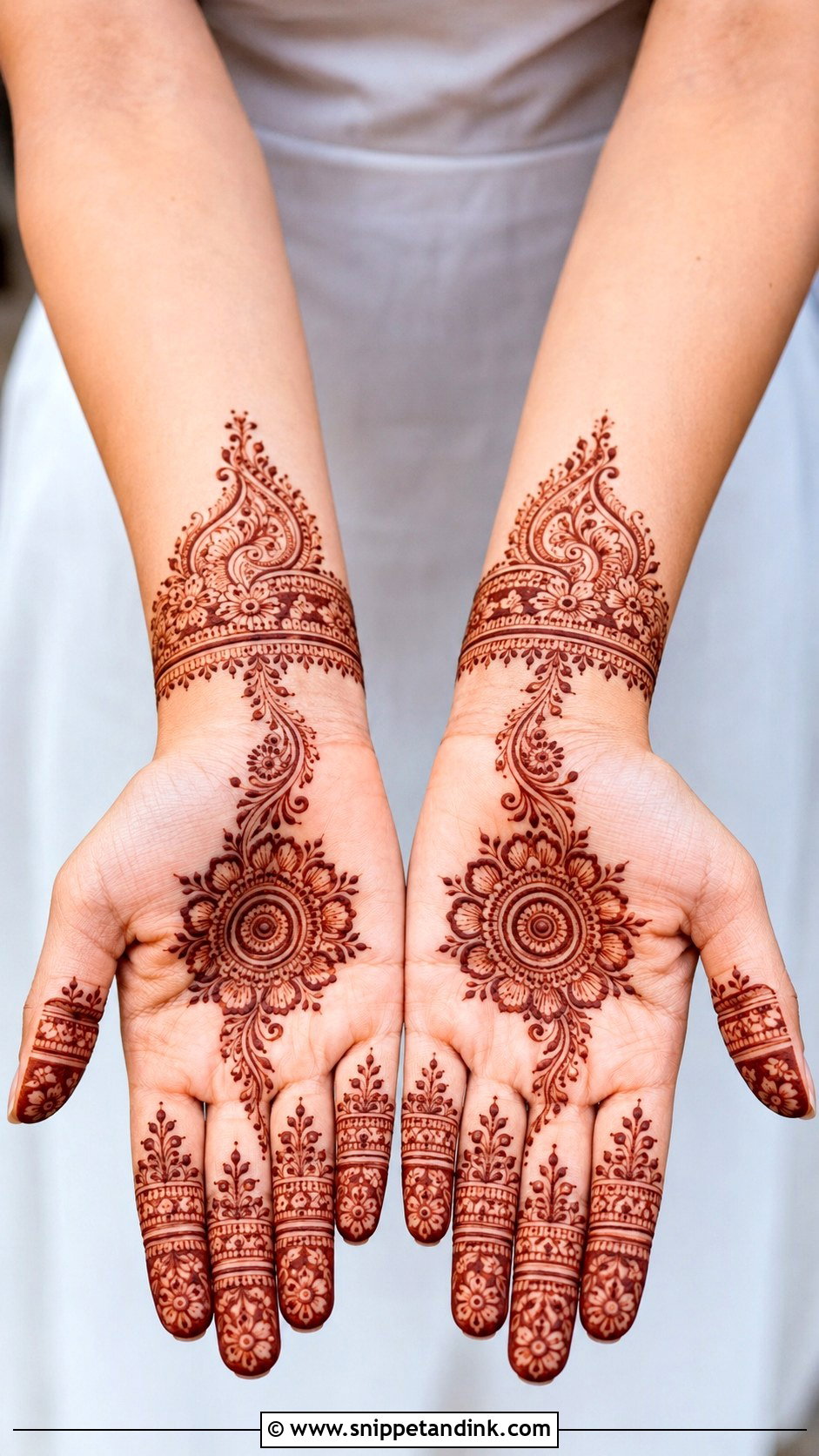Simple Front Palm Mehndi Design For Engagement - Snippet and Ink - 35 Simple Front Palm Mehndi Designs