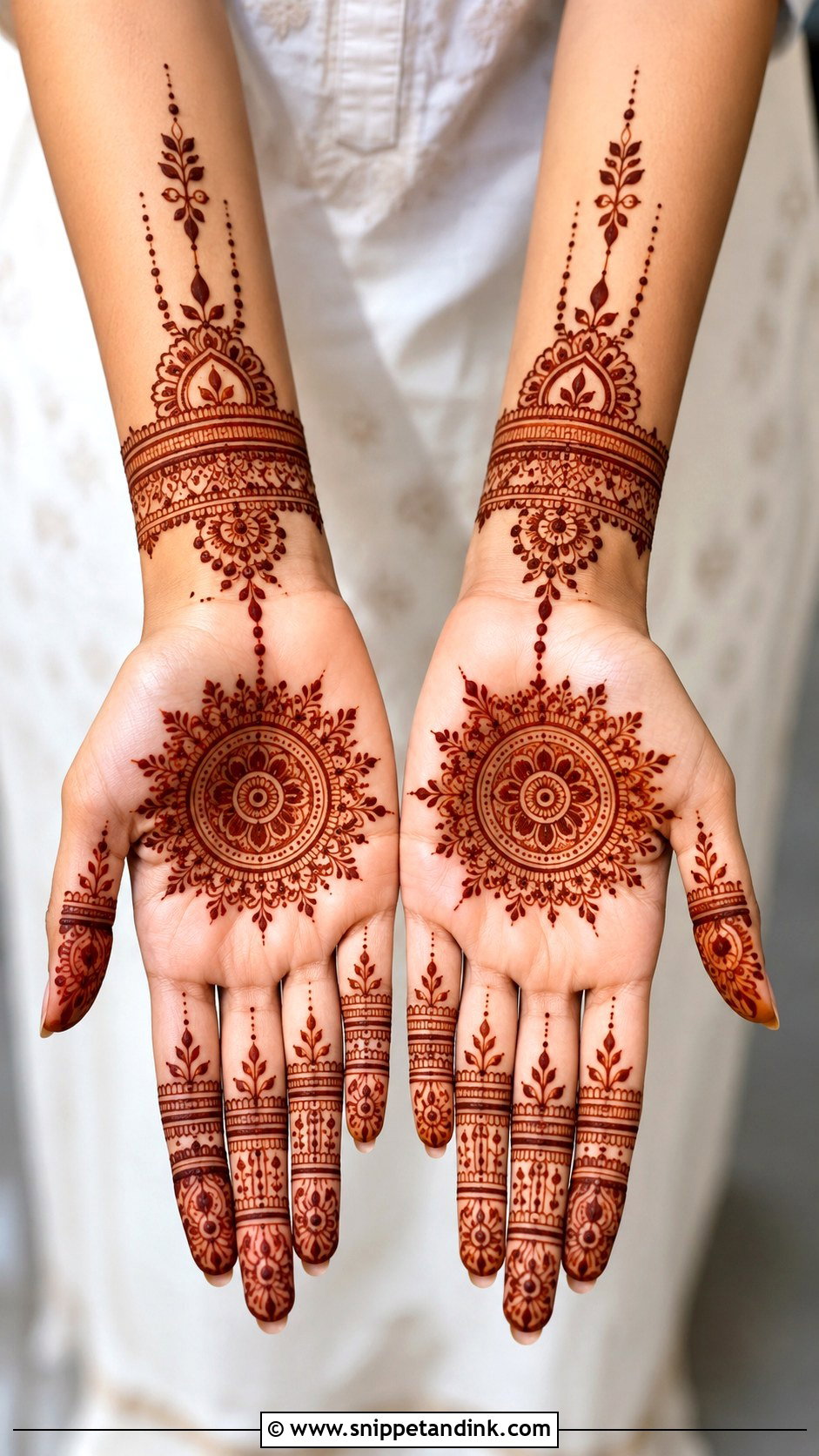 Simple Front Palm Mehndi Design For Long Fingers - Snippet and Ink - 35 Simple Front Palm Mehndi Designs