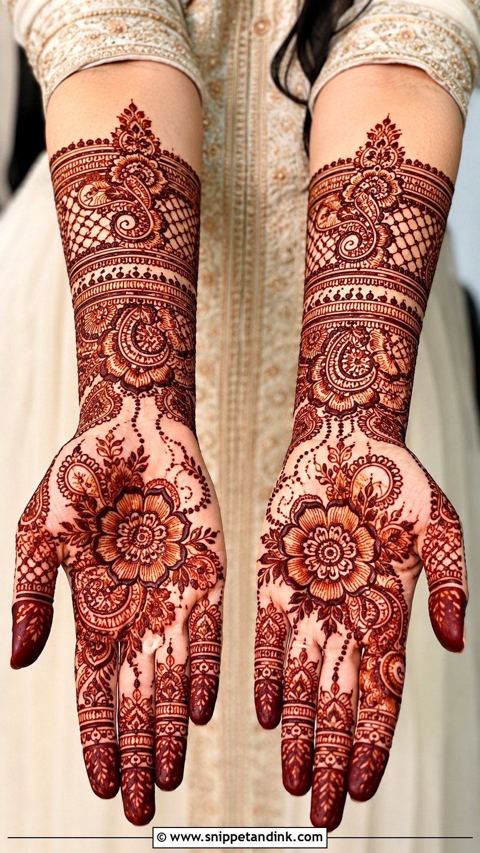 Simple Front Palm Mehndi Design For Wedding Guest - Snippet and Ink - 35 Simple Front Palm Mehndi Designs