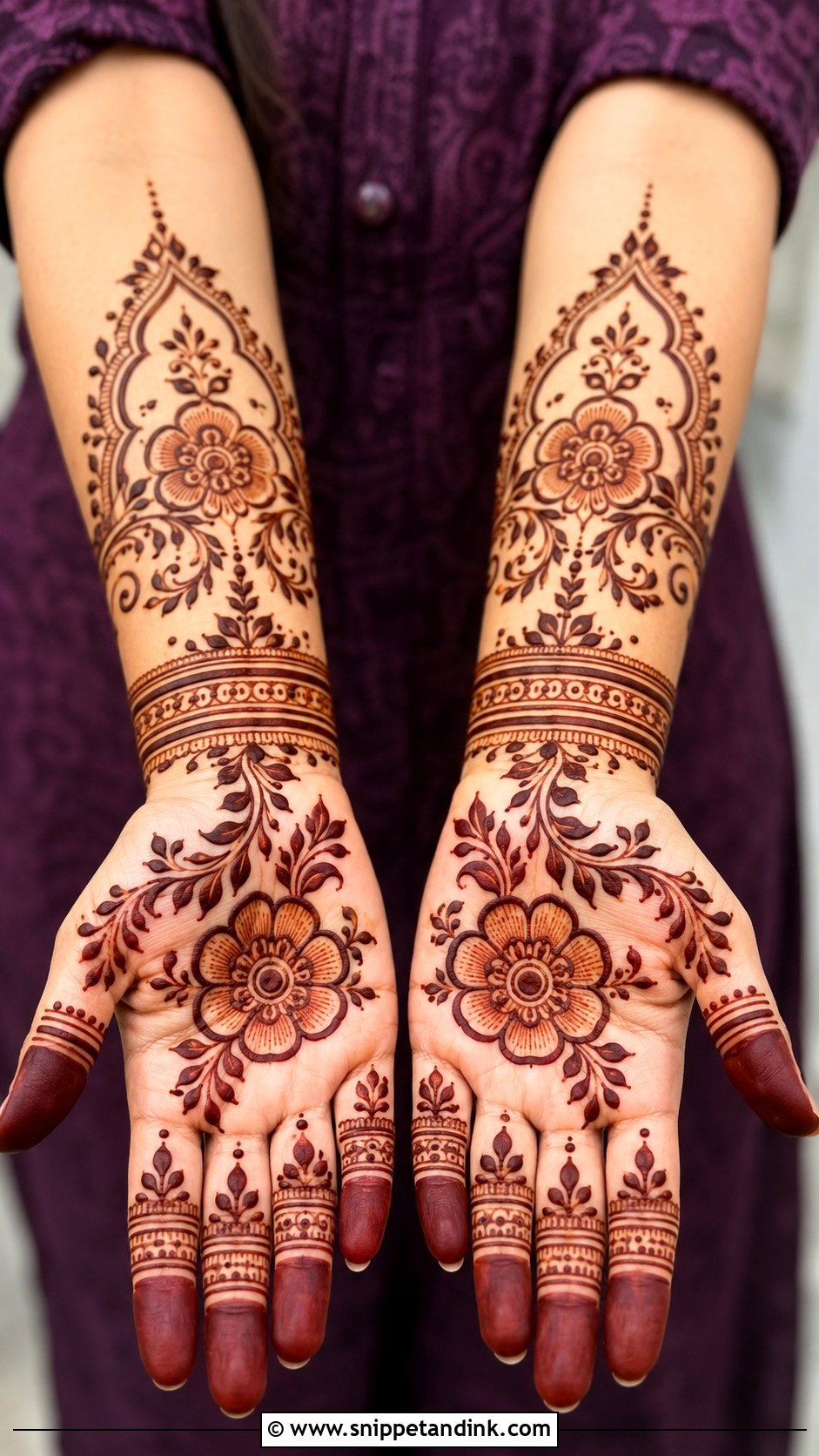 Simple Front Palm Mehndi Design With Fingers - Snippet and Ink - 35 Simple Front Palm Mehndi Designs
