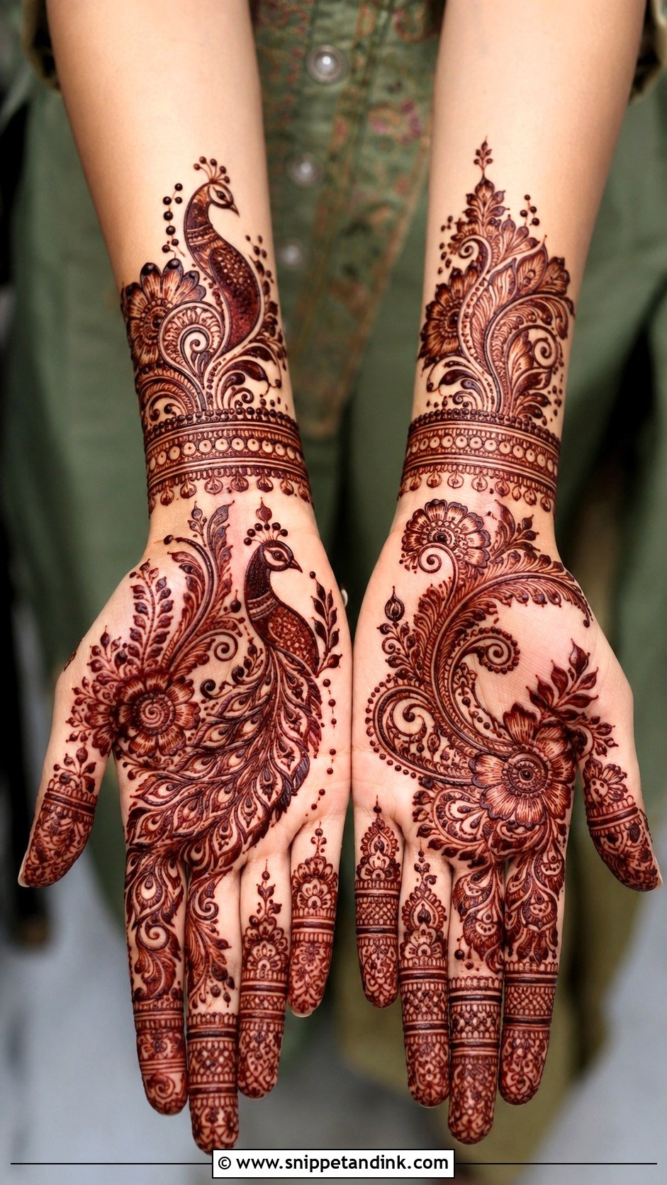 Simple Full Hand Mehndi Design With Peacock - Snippet and Ink - 35 Simple Full Hand Mehndi Designs