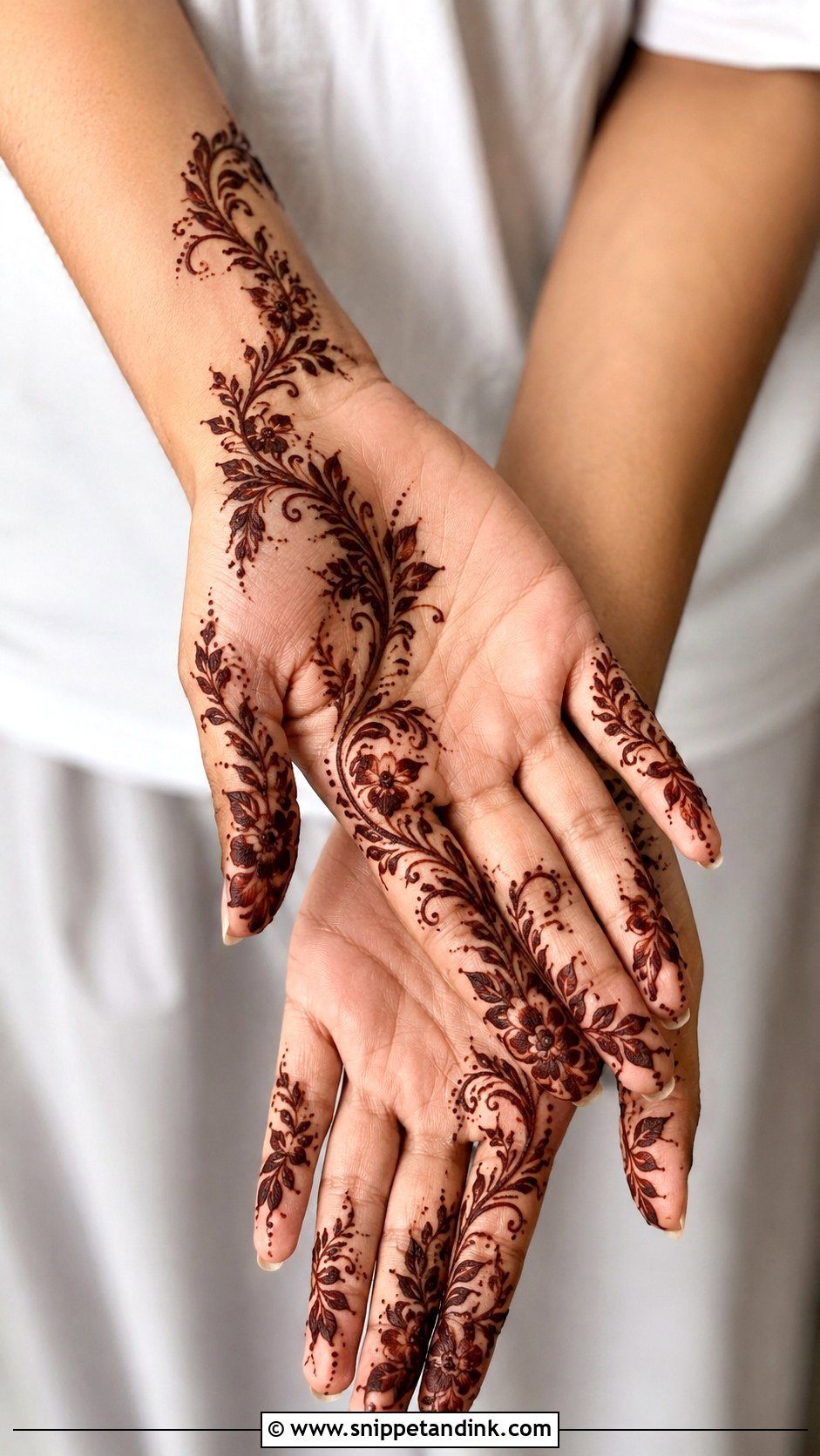 Simple Full Hand Mehndi Design With Vines - Snippet and Ink - 35 Simple Full Hand Mehndi Designs