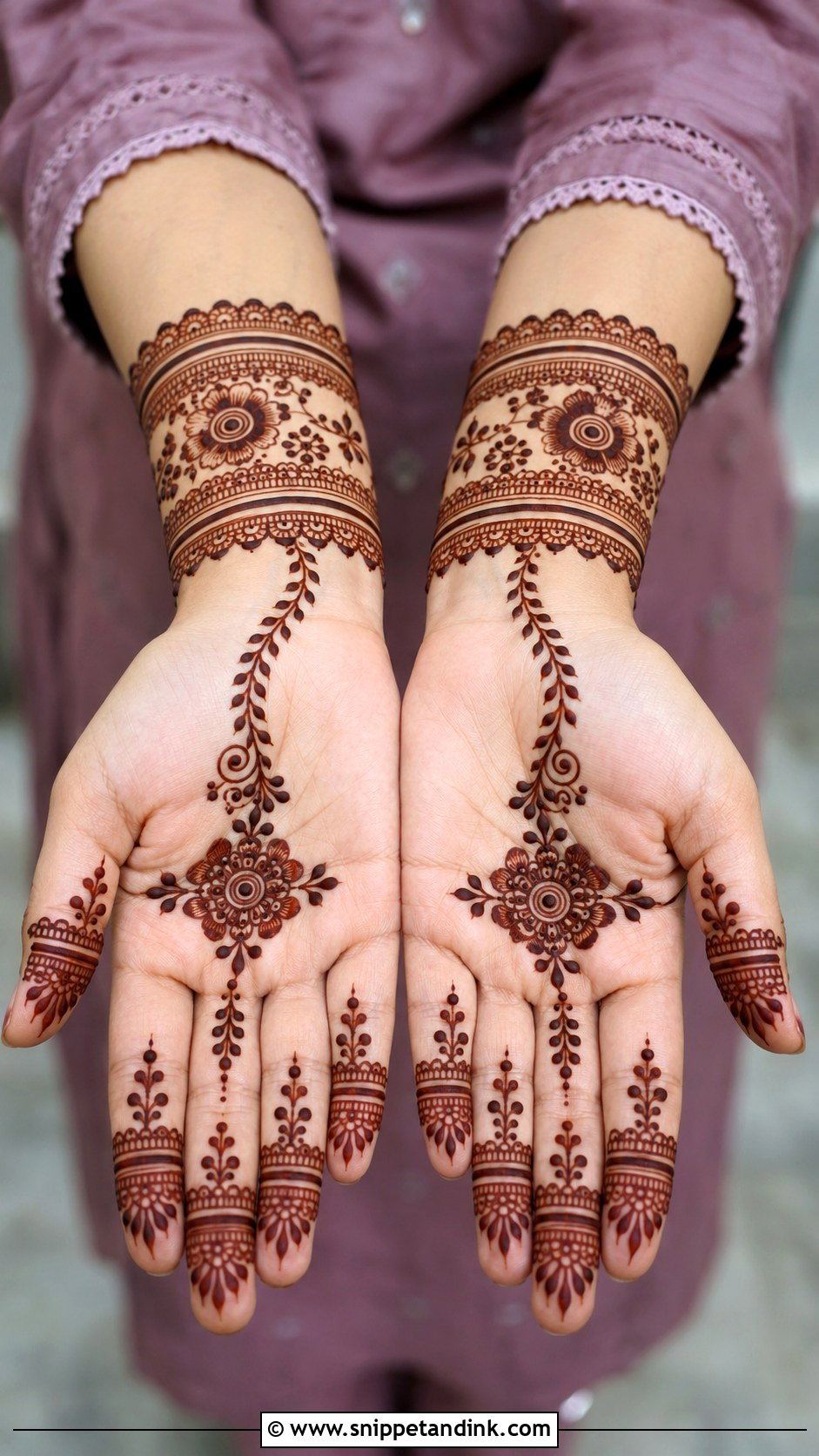 Simple Full Hand Mehndi Design With Wrist Cuff - Snippet and Ink - 35 Simple Full Hand Mehndi Designs