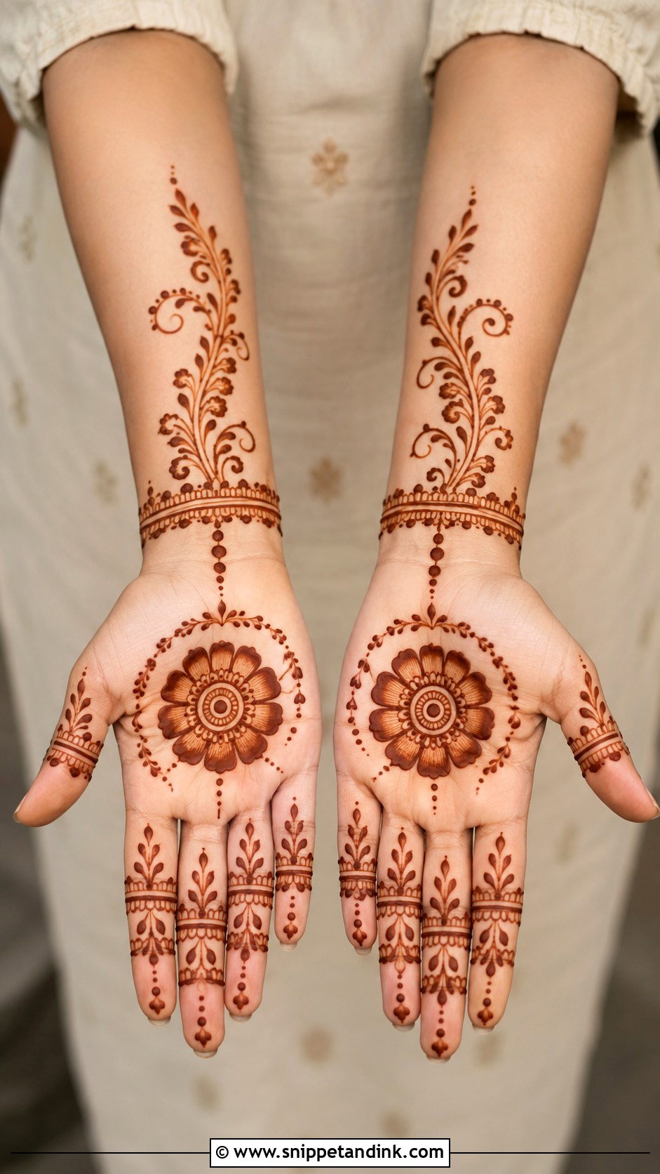 Simple Full Palm Mehndi Design - Snippet and Ink - 35 Simple Front Palm Mehndi Designs
