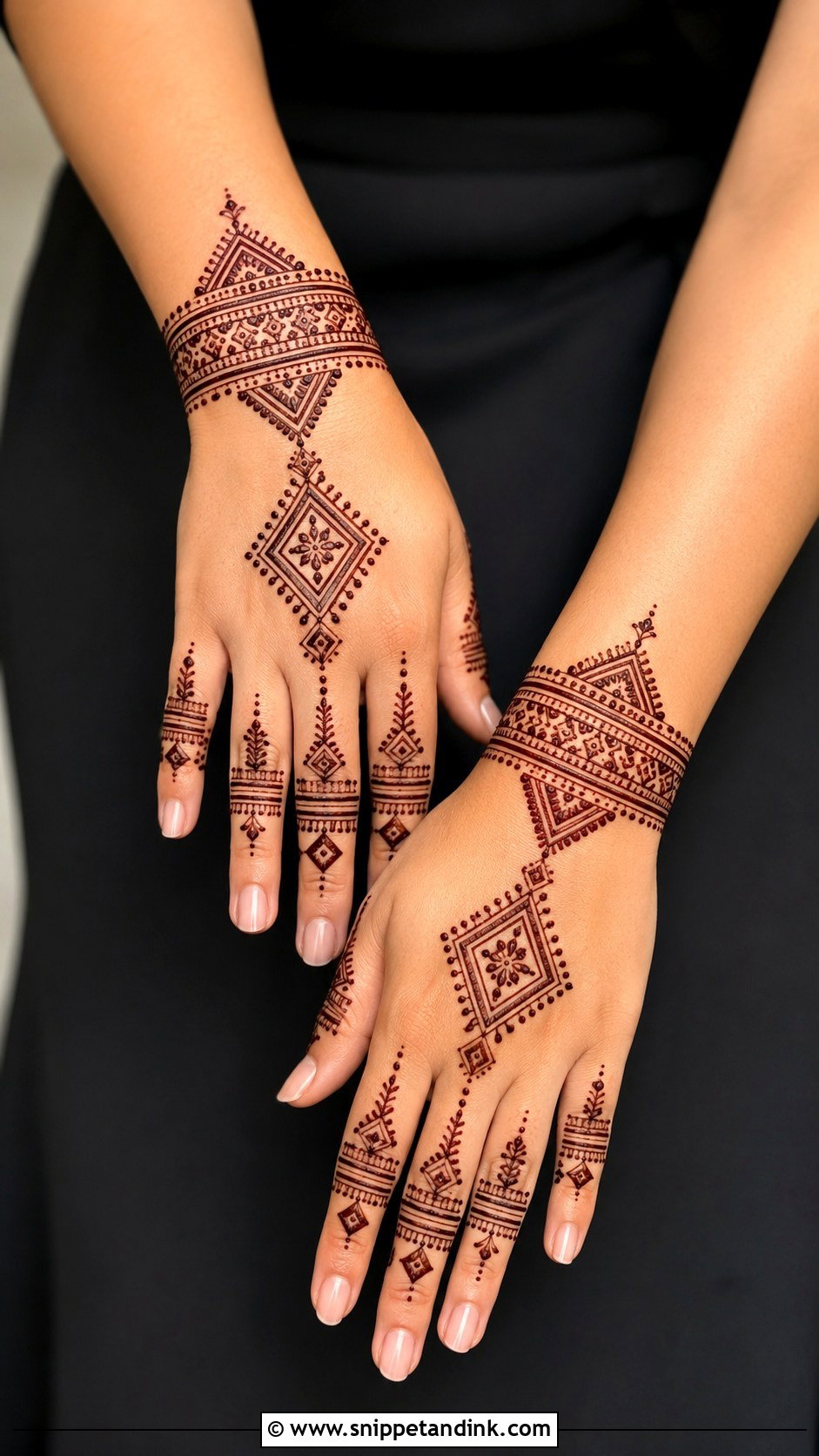 Simple Geometric Mehndi Design - Snippet and Ink - 35 Mehndi Designs for Beginners