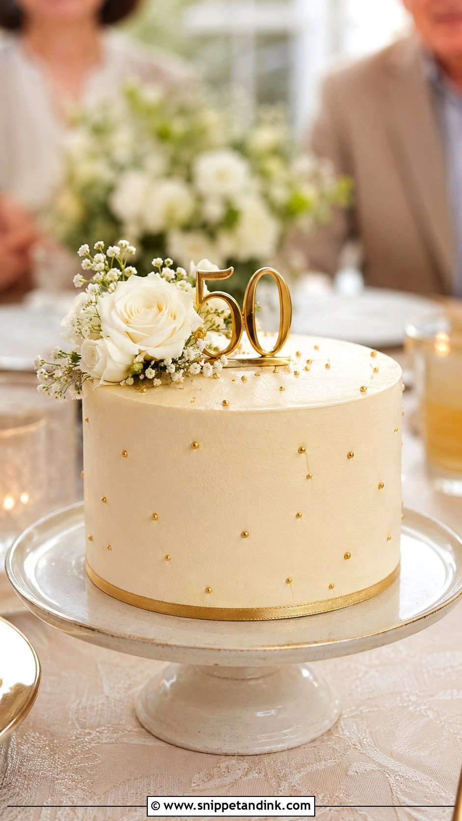 Simple Gold 50th Wedding Anniversary Cake - Snippet and Ink - 20 Gold 50th Wedding Anniversary Cakes