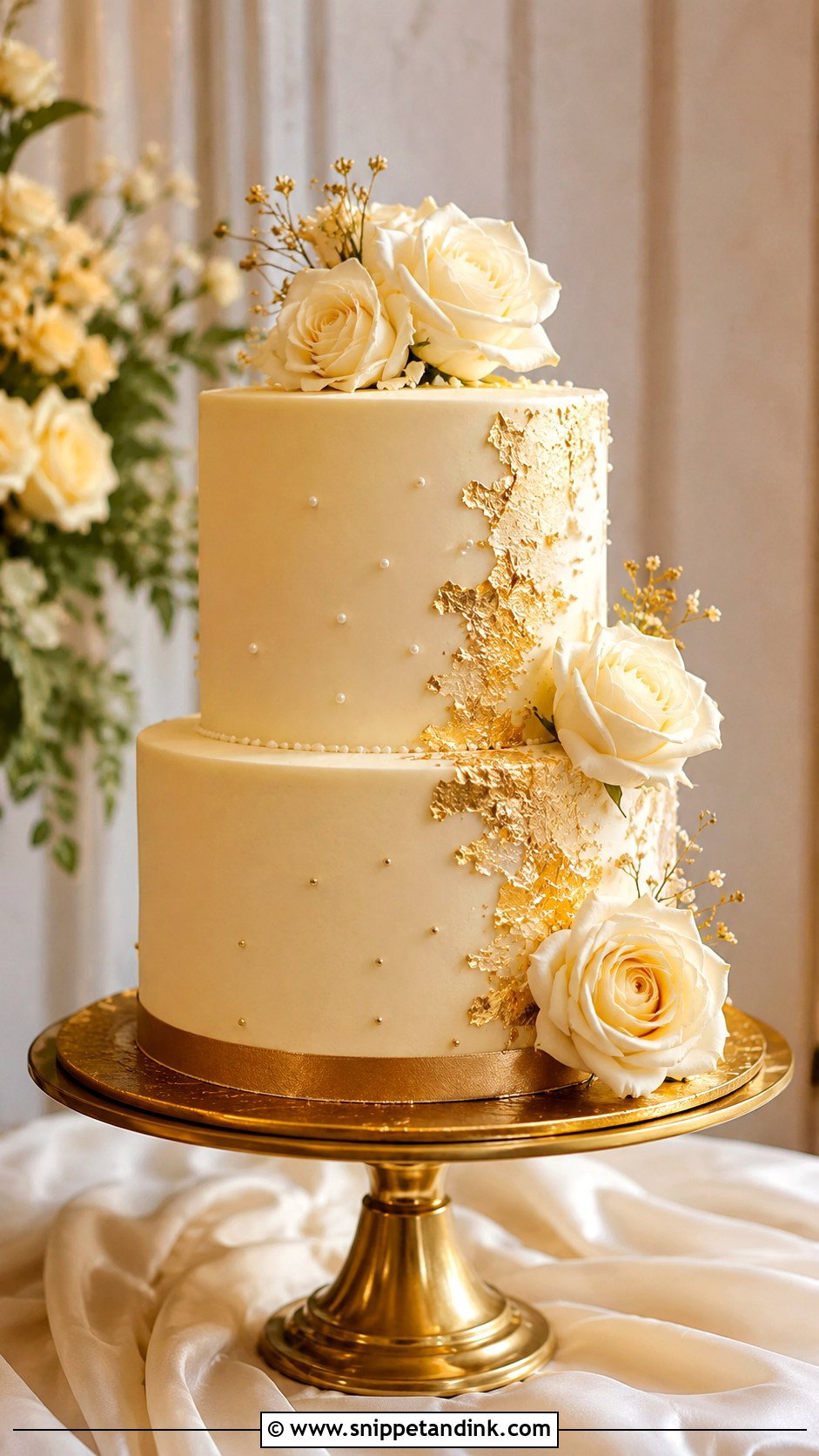 Simple Gold Wedding Cake - Snippet and Ink - 20 Unique Simple Cake Designs for Wedding