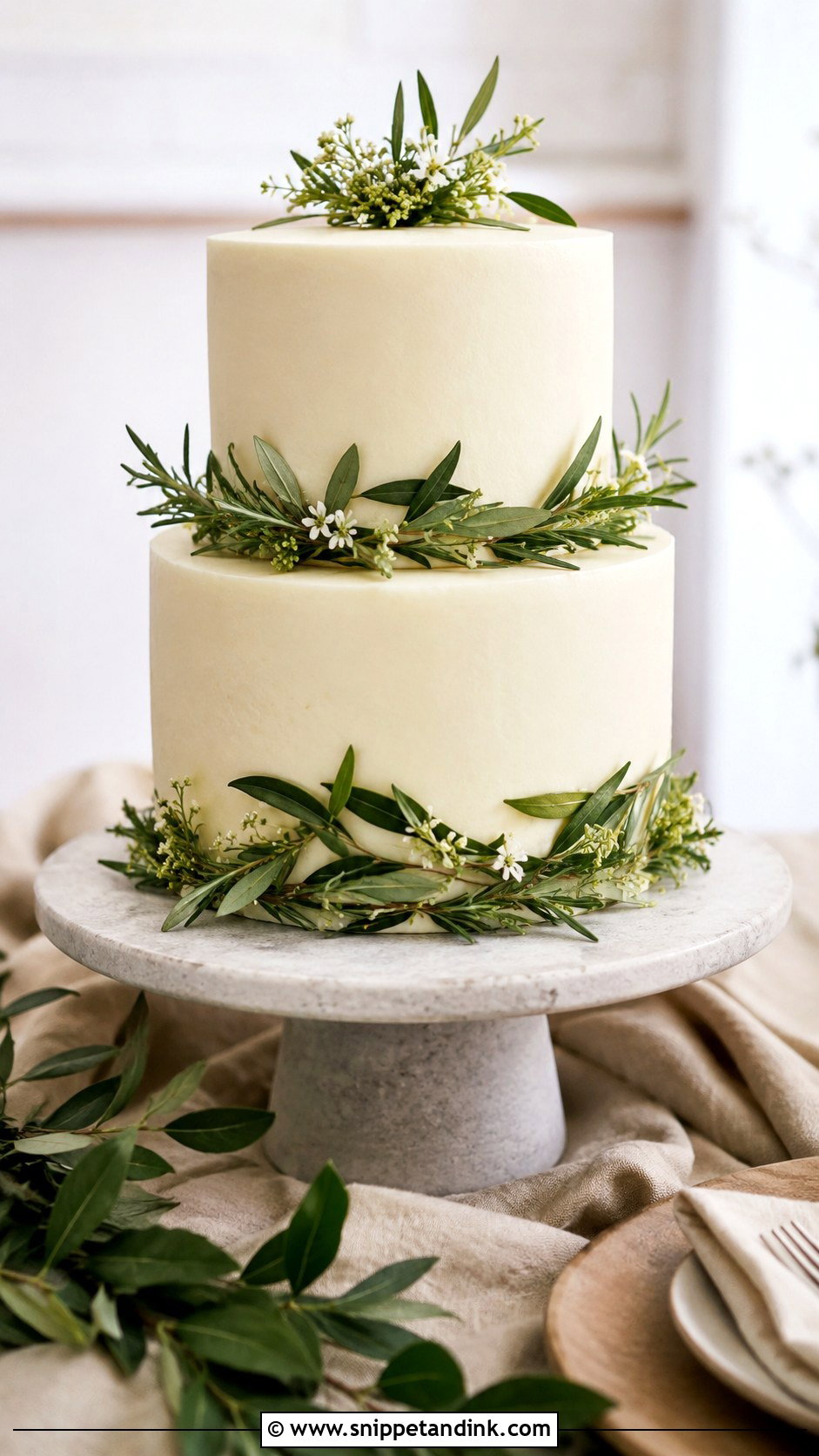 Simple Greenery Wedding Cake - Snippet and Ink - 20 Unique Simple Cake Designs for Wedding
