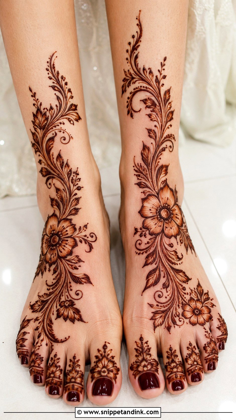 Simple Gulf Leg Mehndi Design - Snippet and Ink - 35 Simple Easy Leg Mehndi Designs