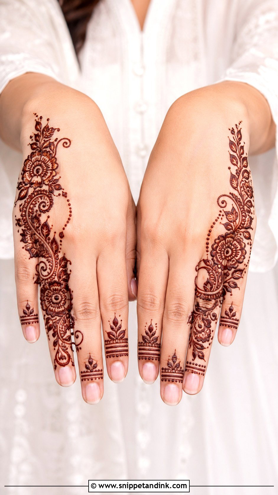 Simple Half Back Hand Mehndi Design - Snippet and Ink - 35 Simple Unique Back Hand Mehndi Designs