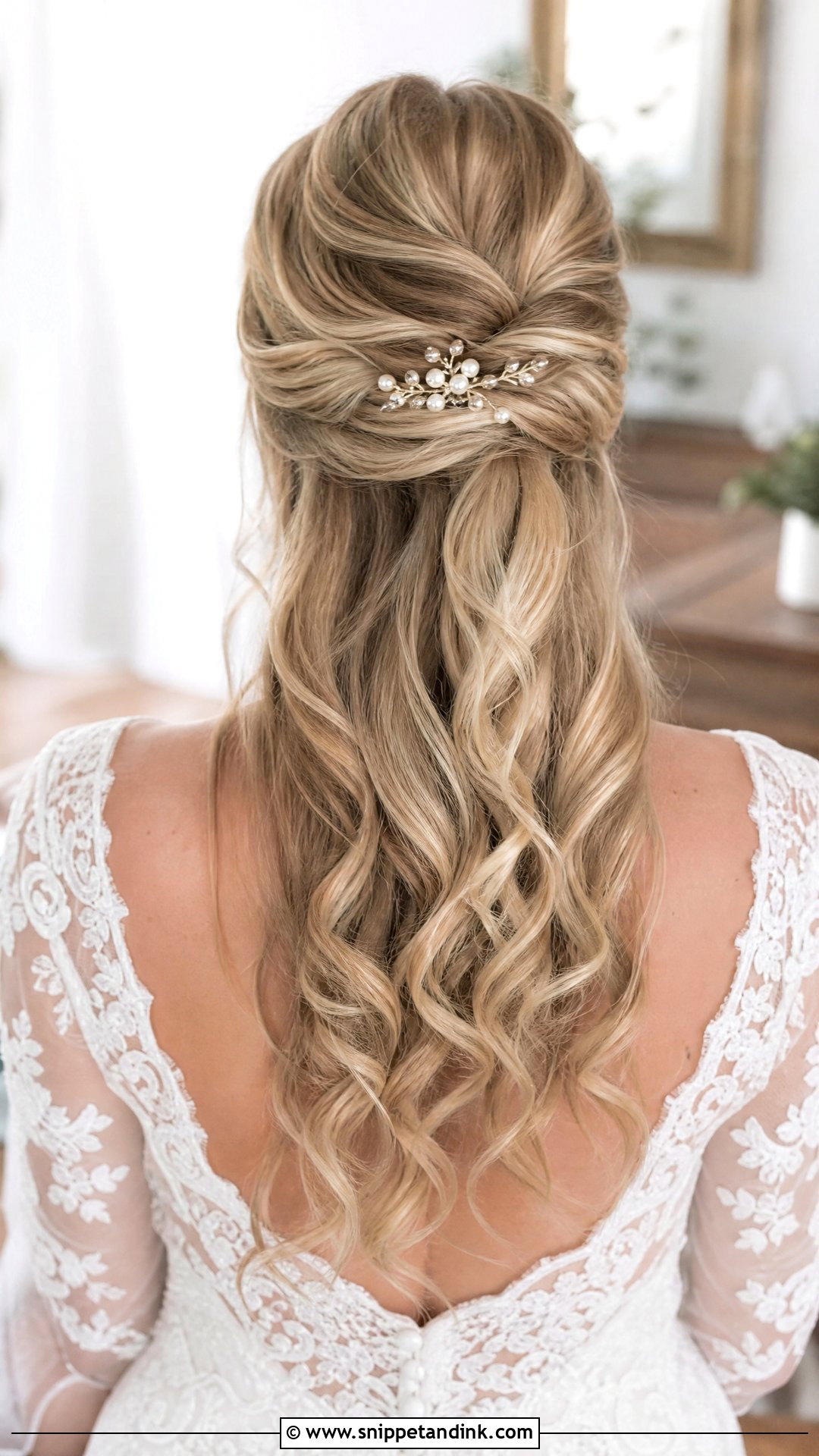 Simple Half Up Wedding Hairstyle - Snippet and Ink - 20 Simple Wedding Hairstyle Ideas