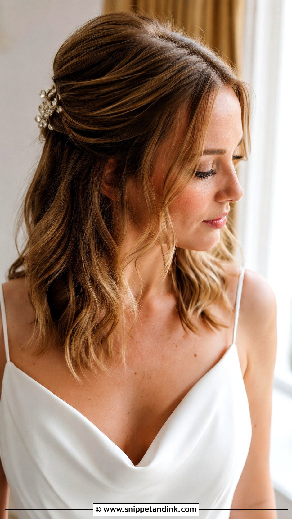 Simple Half Updo For Medium Length Hair Wedding - Snippet and Ink - 15 Half Updos for Medium Length Hair Wedding