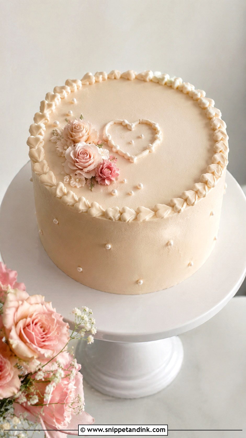 Simple Heart Wedding Cake Piping - Snippet and Ink - 25 Simple Wedding Cake Piping