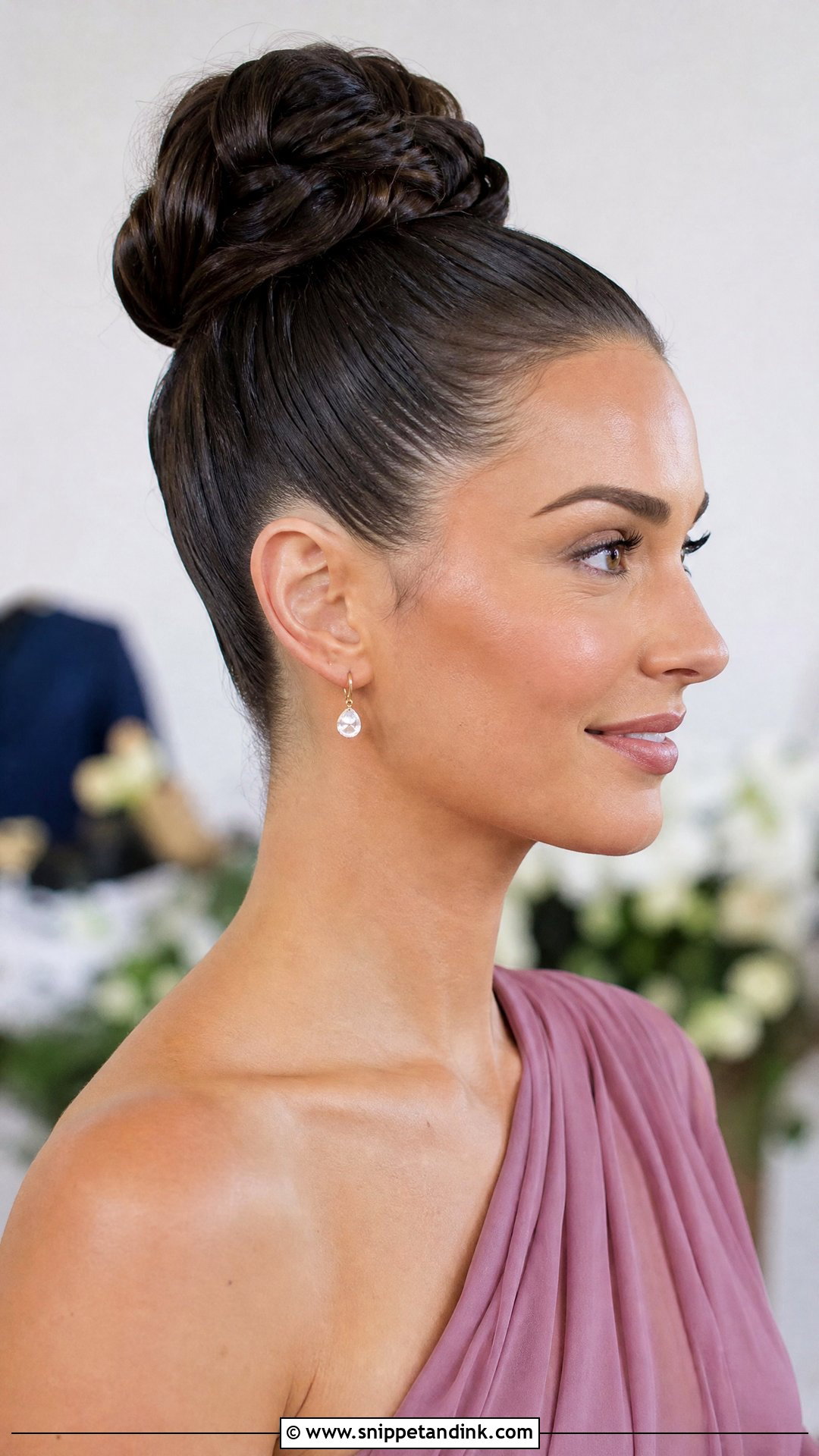 Simple High Bun For Wedding Party - Snippet and Ink - 20 Simple Hairstyle for Wedding Party Ideas