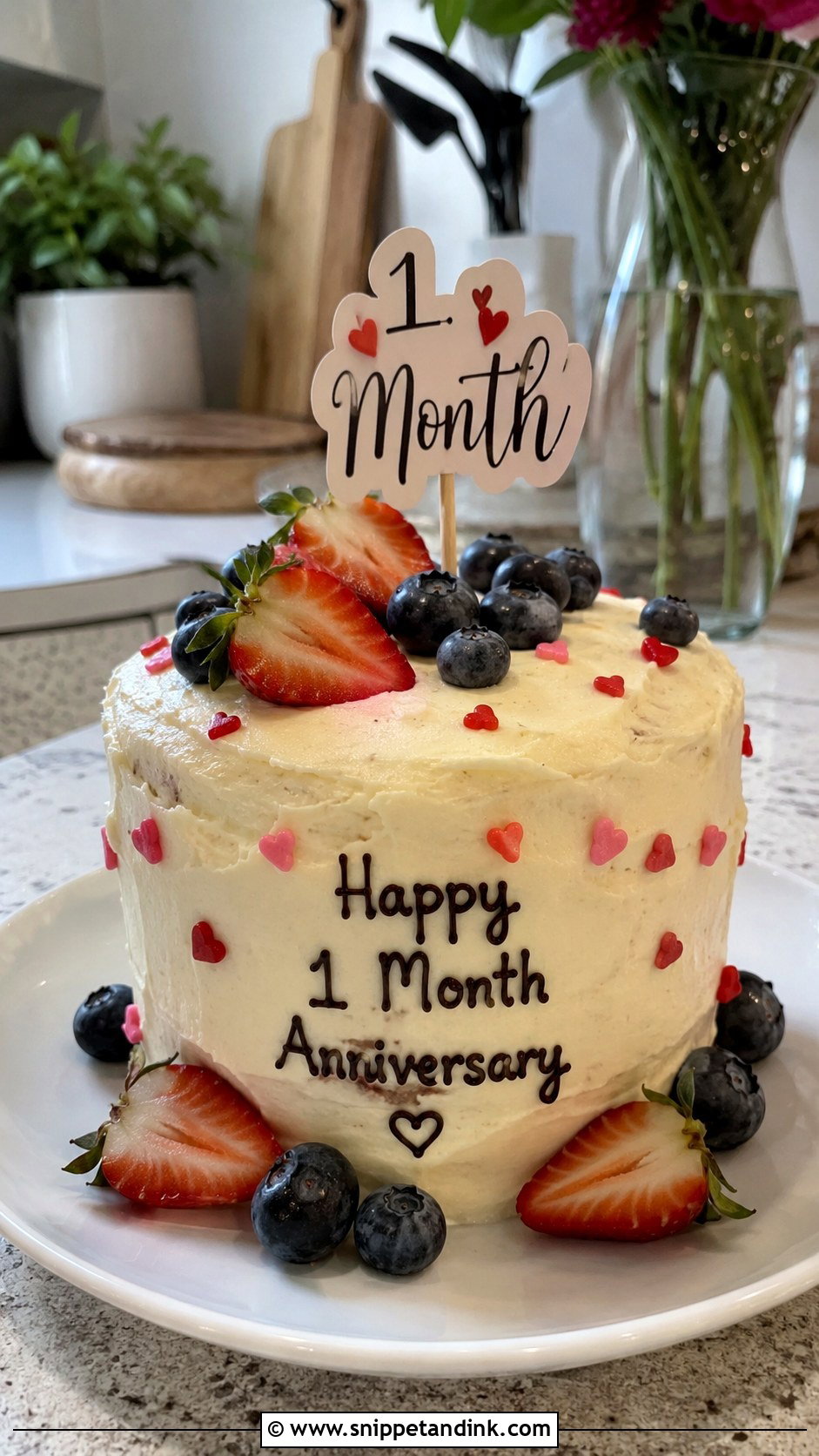Simple Homemade 1 Month Anniversary Cake - Snippet and Ink - 20 1st Month Anniversary Cake Ideas