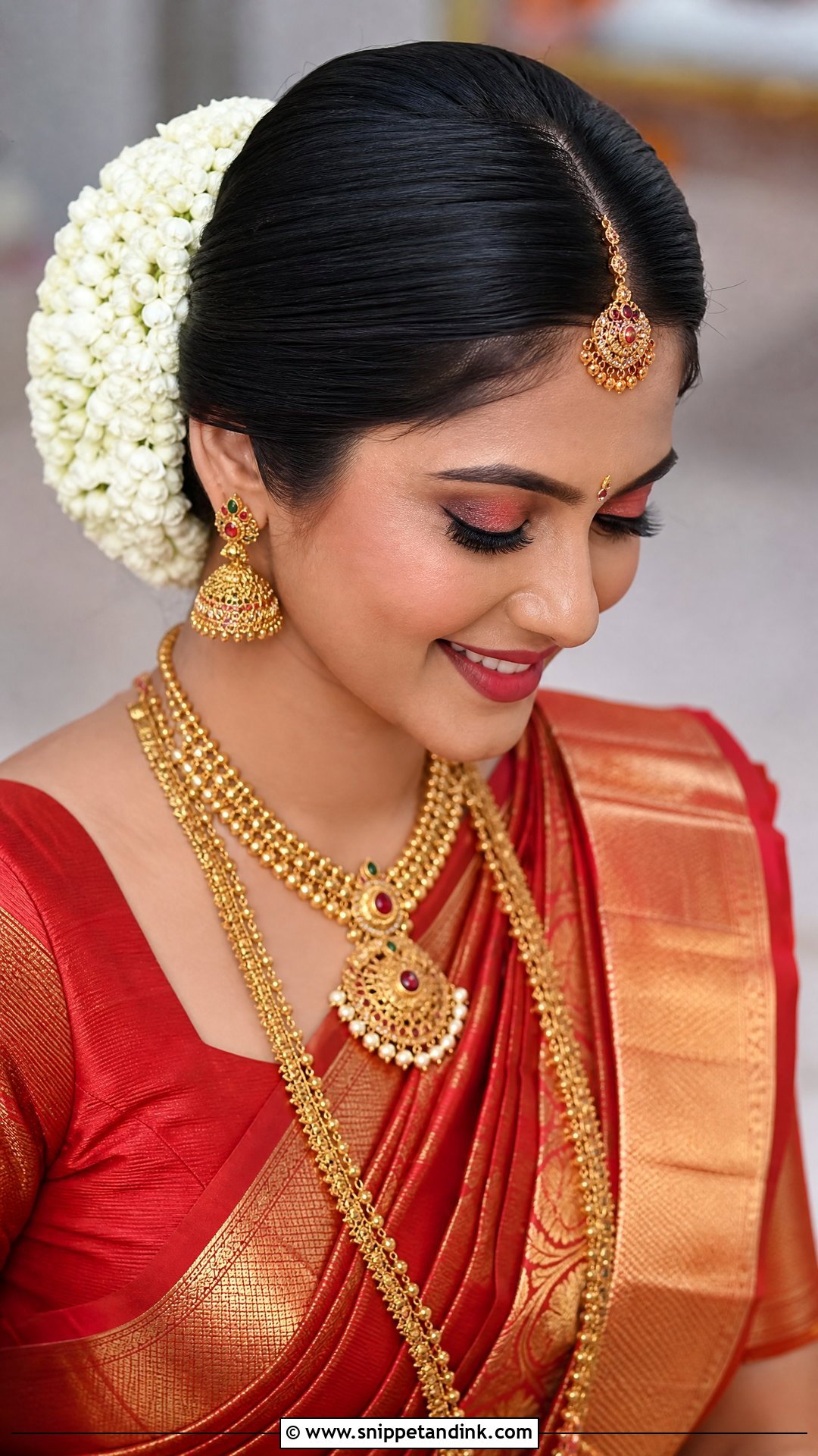 Simple Indian Bridal Bun With Gajra - Snippet and Ink - 20 Simple Indian Bridal Hairstyles