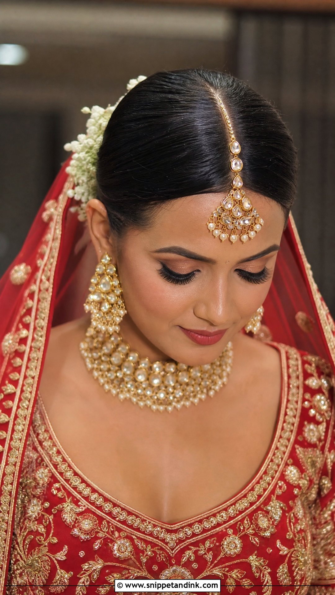 Simple Indian Bridal Bun With Maang Tikka - Snippet and Ink - 20 Simple Indian Bridal Hairstyles