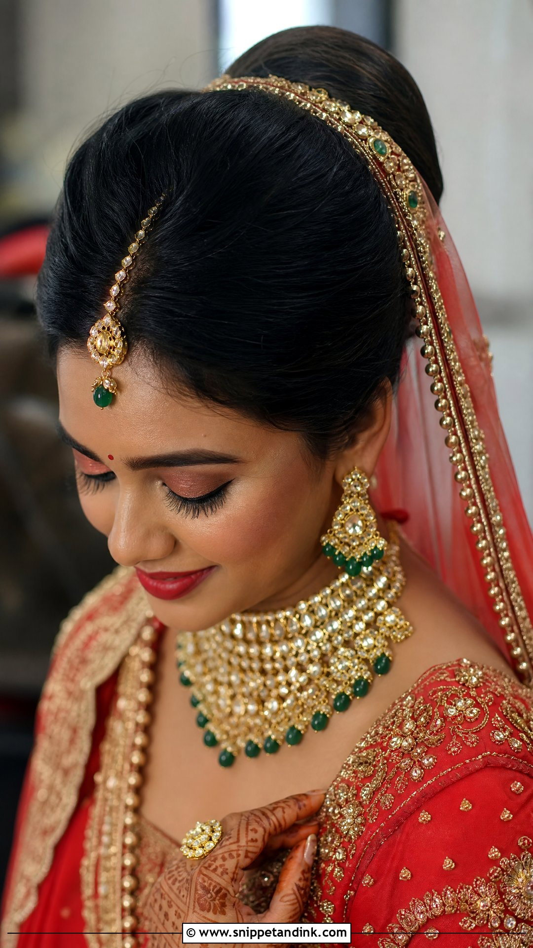 Simple Indian Bridal High Bun - Snippet and Ink - 20 Simple Indian Bridal Hairstyles