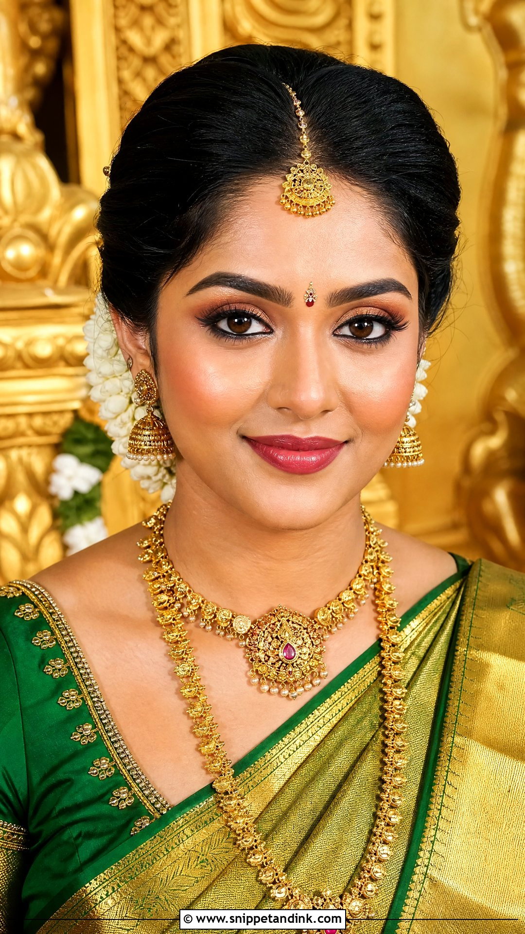Simple Indian Bridal Look For South Indian Saree - Snippet and Ink - 20 Simple Indian Bridal Look Ideas