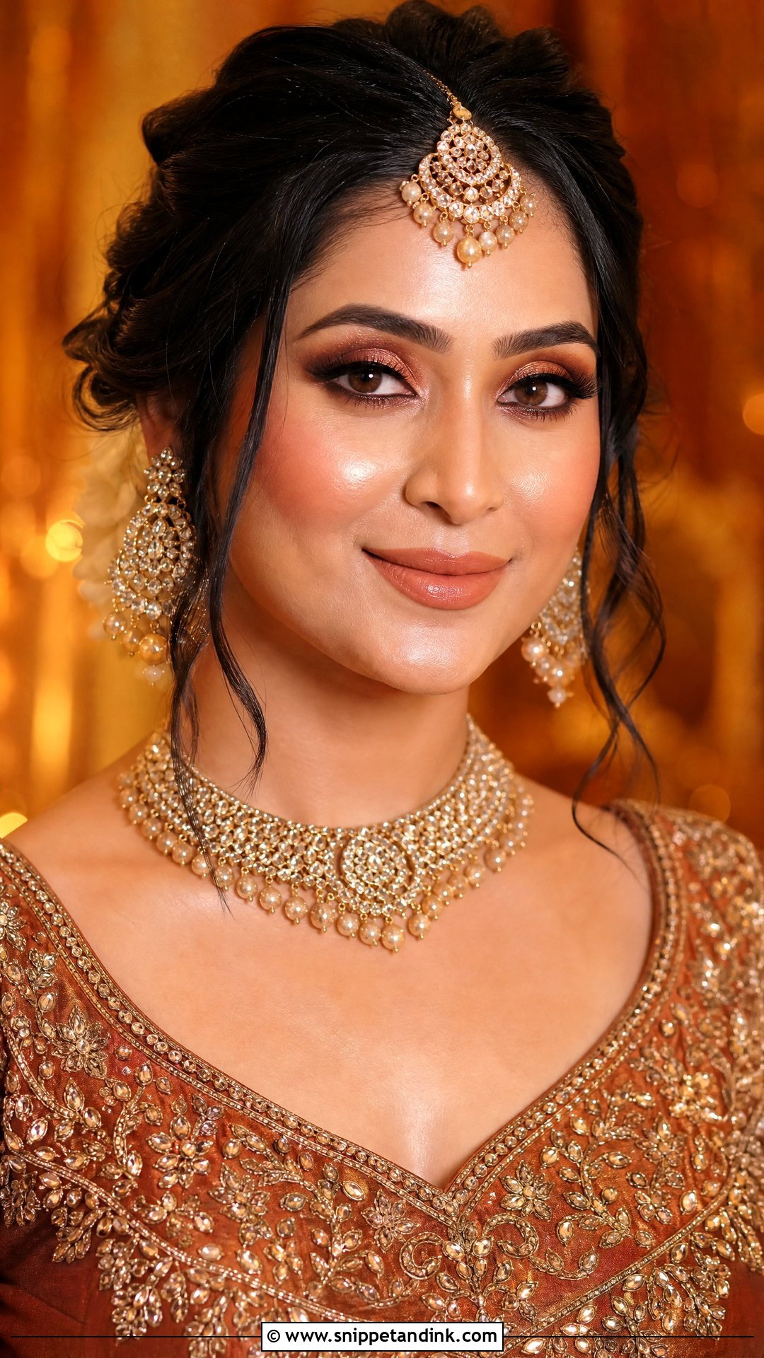 Simple Indian Bridal Look With Bronze Makeup - Snippet and Ink - 20 Simple Indian Bridal Look Ideas