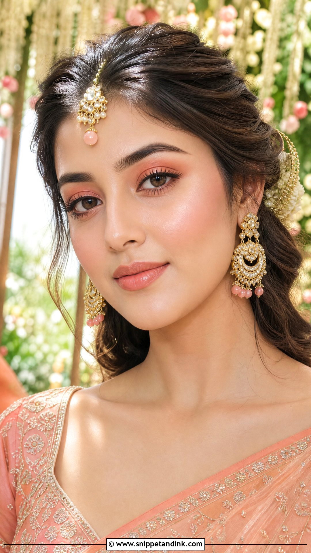 Simple Indian Bridal Look With Dewy Skin - Snippet and Ink - 20 Simple Indian Bridal Look Ideas