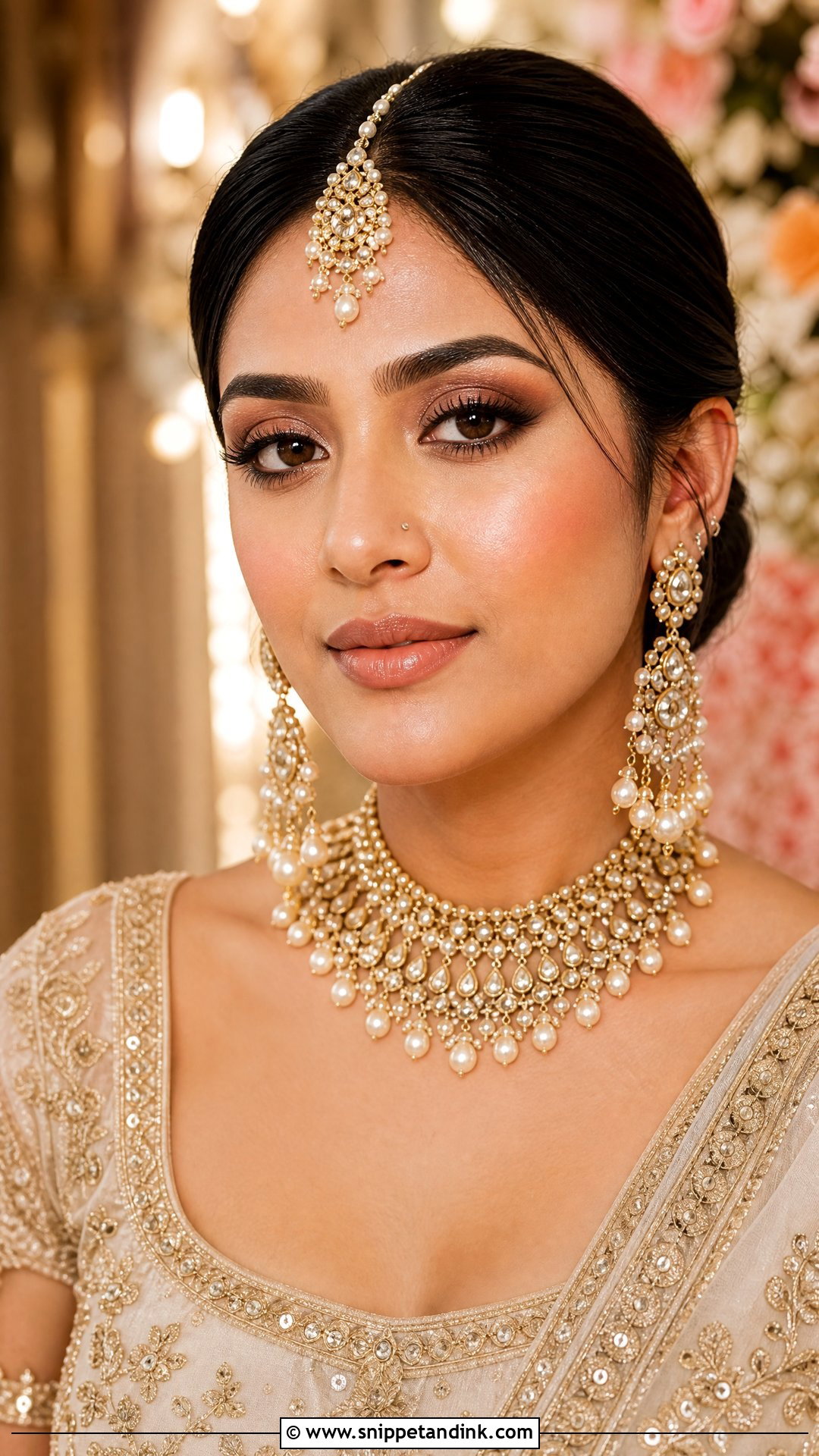Simple Indian Bridal Look With Nude Lip - Snippet and Ink - 20 Simple Indian Bridal Look Ideas