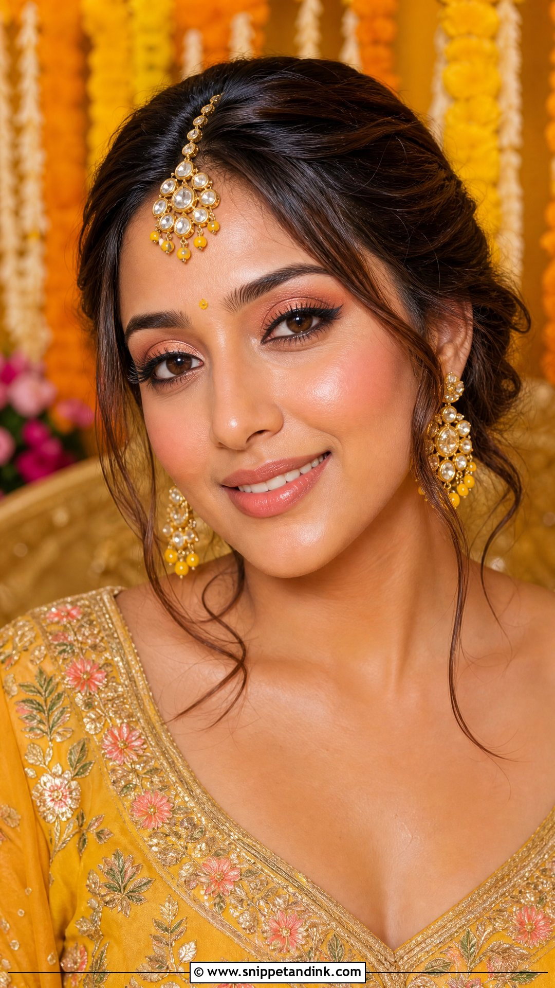 Simple Indian Bridal Look With Peach Makeup - Snippet and Ink - 20 Simple Indian Bridal Look Ideas