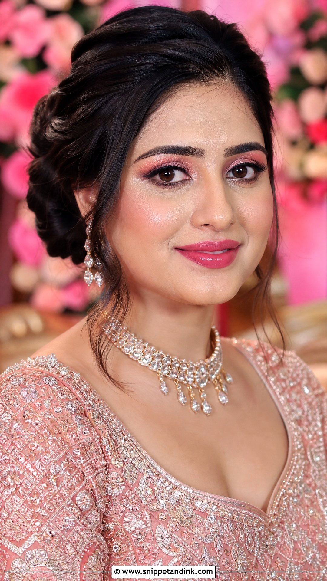 Simple Indian Bridal Look With Pink Lip - Snippet and Ink - 20 Simple Indian Bridal Look Ideas
