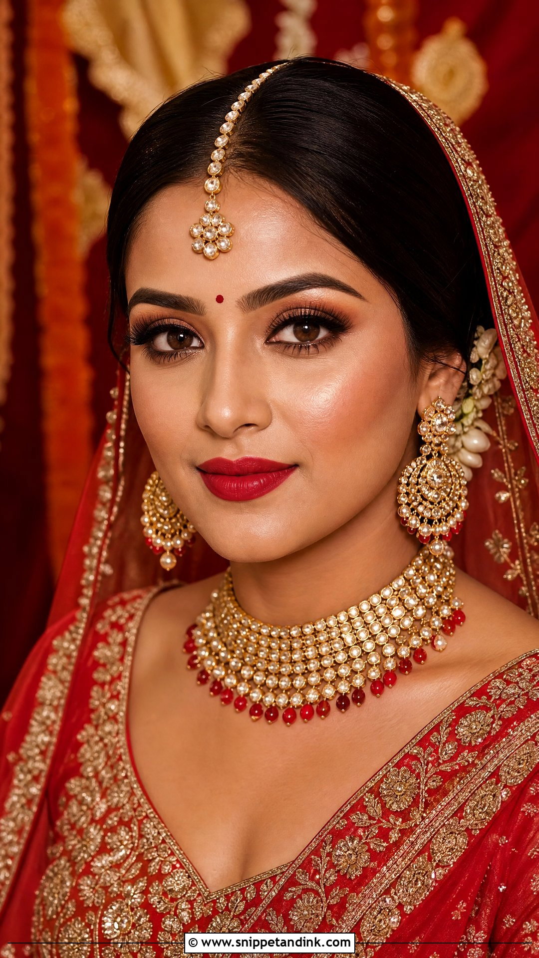Simple Indian Bridal Look With Red Lehenga - Snippet and Ink - 20 Simple Indian Bridal Look Ideas