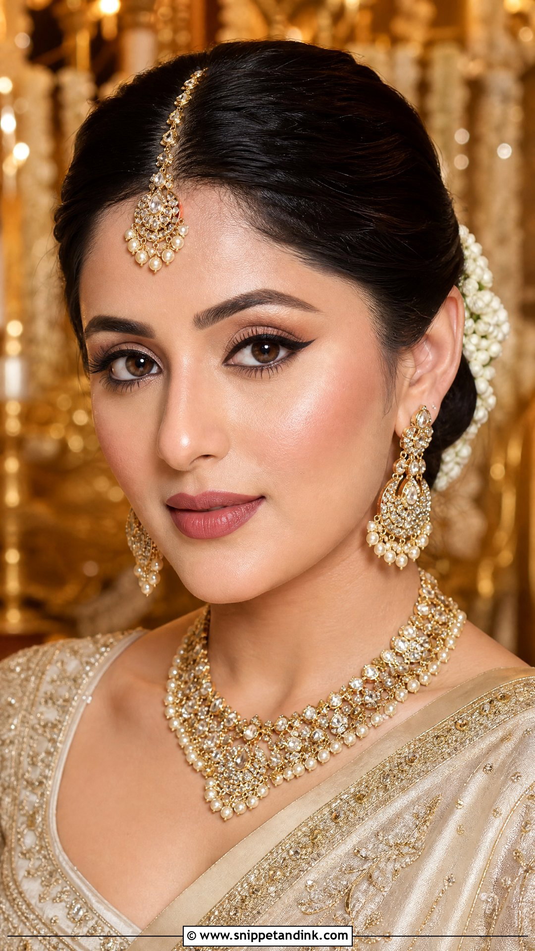 Simple Indian Bridal Look With Winged Liner - Snippet and Ink - 20 Simple Indian Bridal Look Ideas