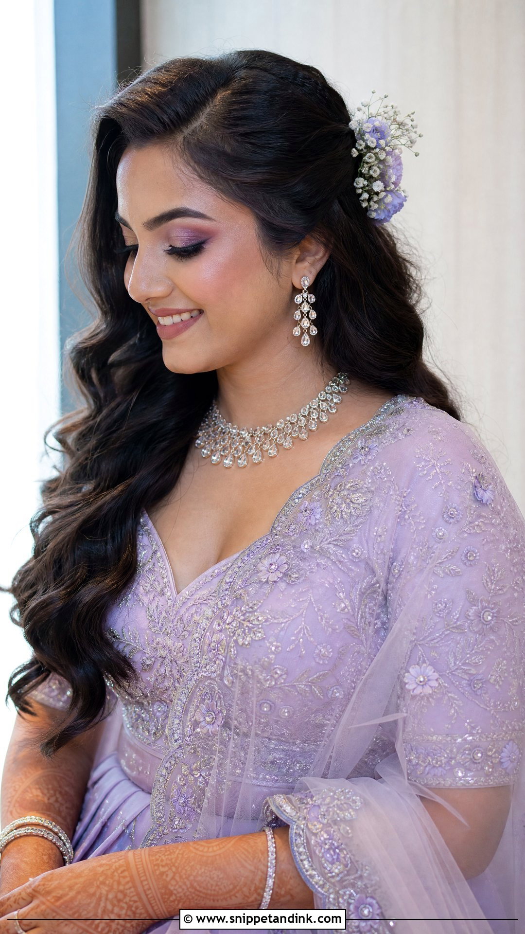 Simple Indian Bridal Loose Waves - Snippet and Ink - 20 Simple Indian Bridal Hairstyles