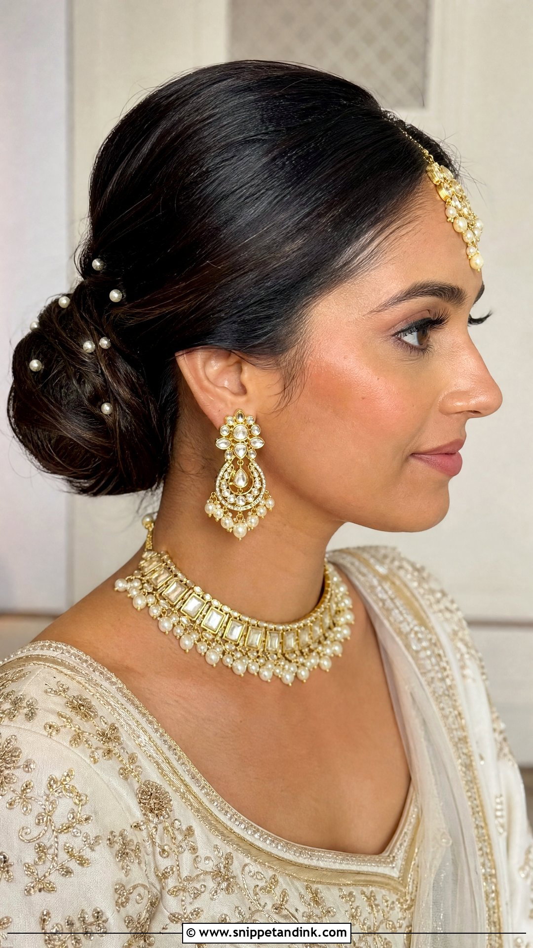 Simple Indian Bridal Low Bun - Snippet and Ink - 20 Simple Indian Bridal Hairstyles