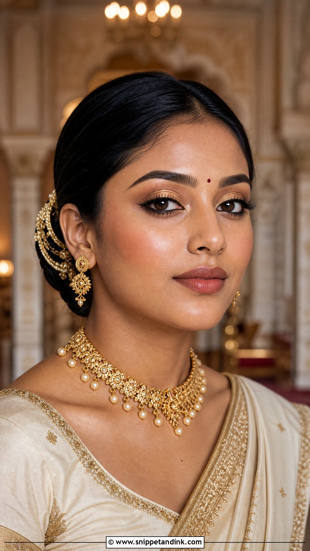 Simple Indian Bridal Makeup With Gold Eyes - Snippet and Ink - 20 Simple Indian Bridal Makeup Ideas