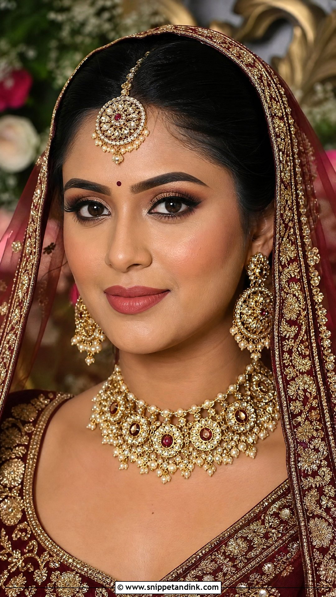 Simple Indian Bridal Makeup With Matte Skin - Snippet and Ink - 20 Simple Indian Bridal Makeup Ideas