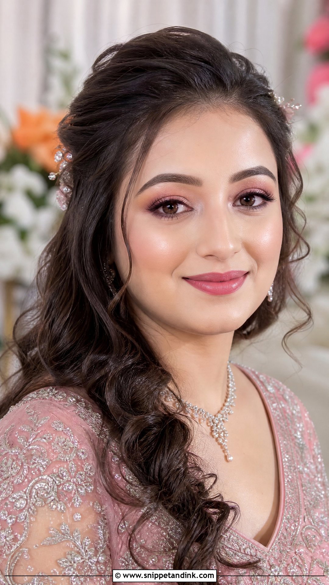 Simple Indian Bridal Makeup With Pink Lip - Snippet and Ink - 20 Simple Indian Bridal Makeup Ideas