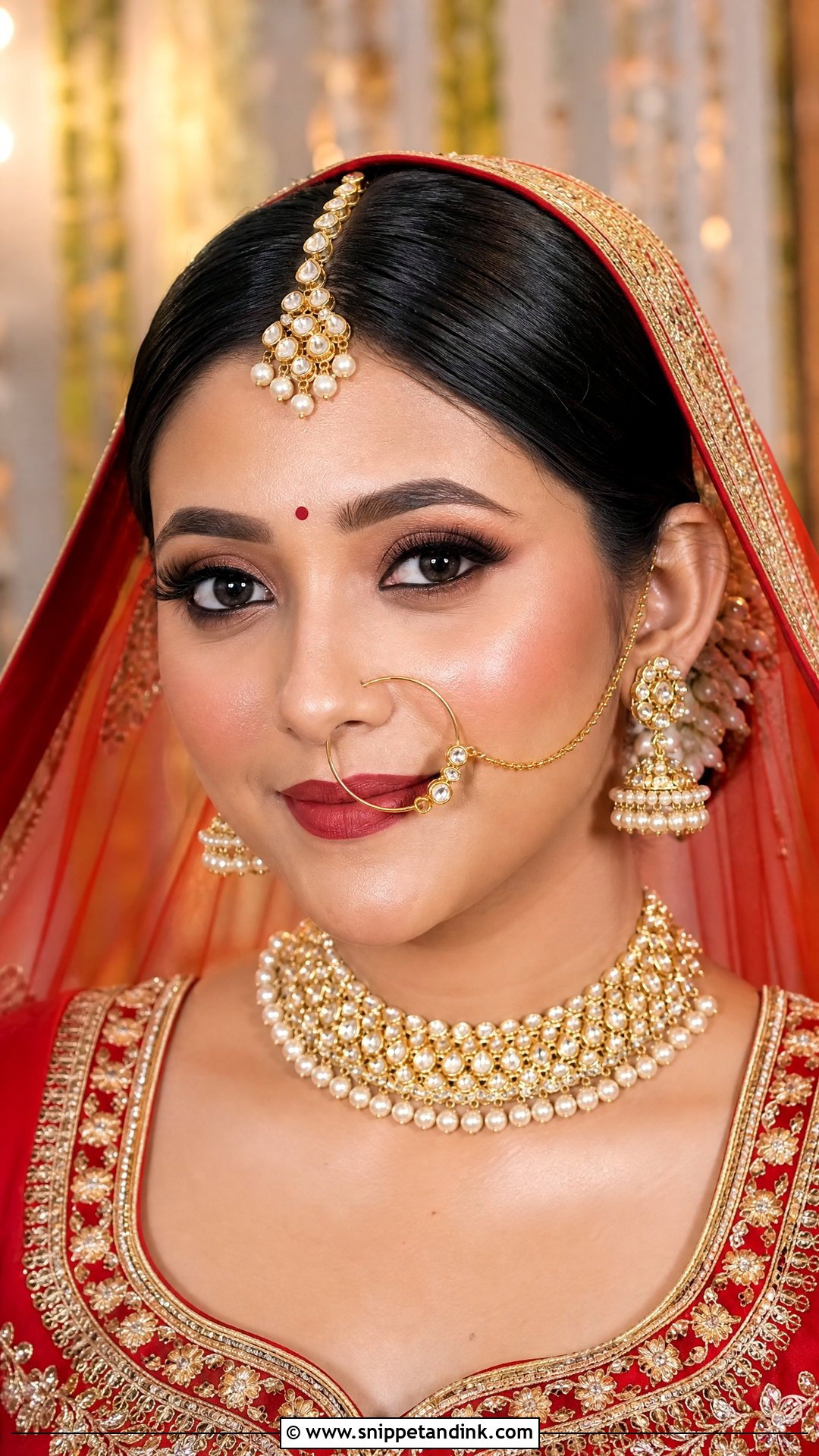 Simple Indian Bridal Makeup With Red Lehenga - Snippet and Ink - 20 Simple Indian Bridal Makeup Ideas