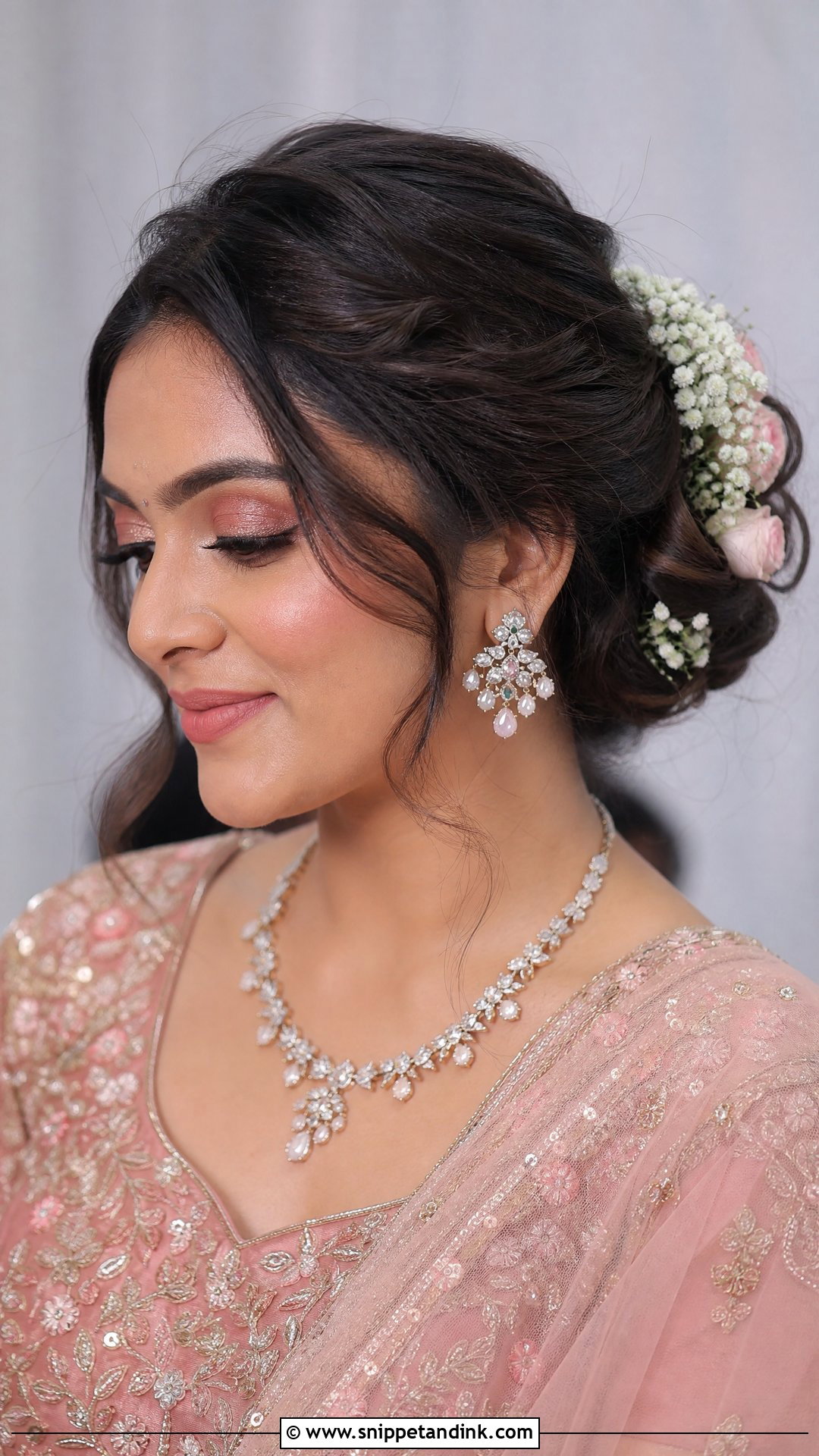 Simple Indian Bridal Side Bun - Snippet and Ink - 20 Simple Indian Bridal Hairstyles