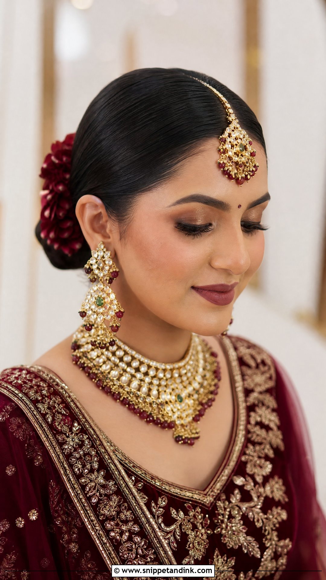 Simple Indian Bridal Sleek Bun - Snippet and Ink - 20 Simple Indian Bridal Hairstyles
