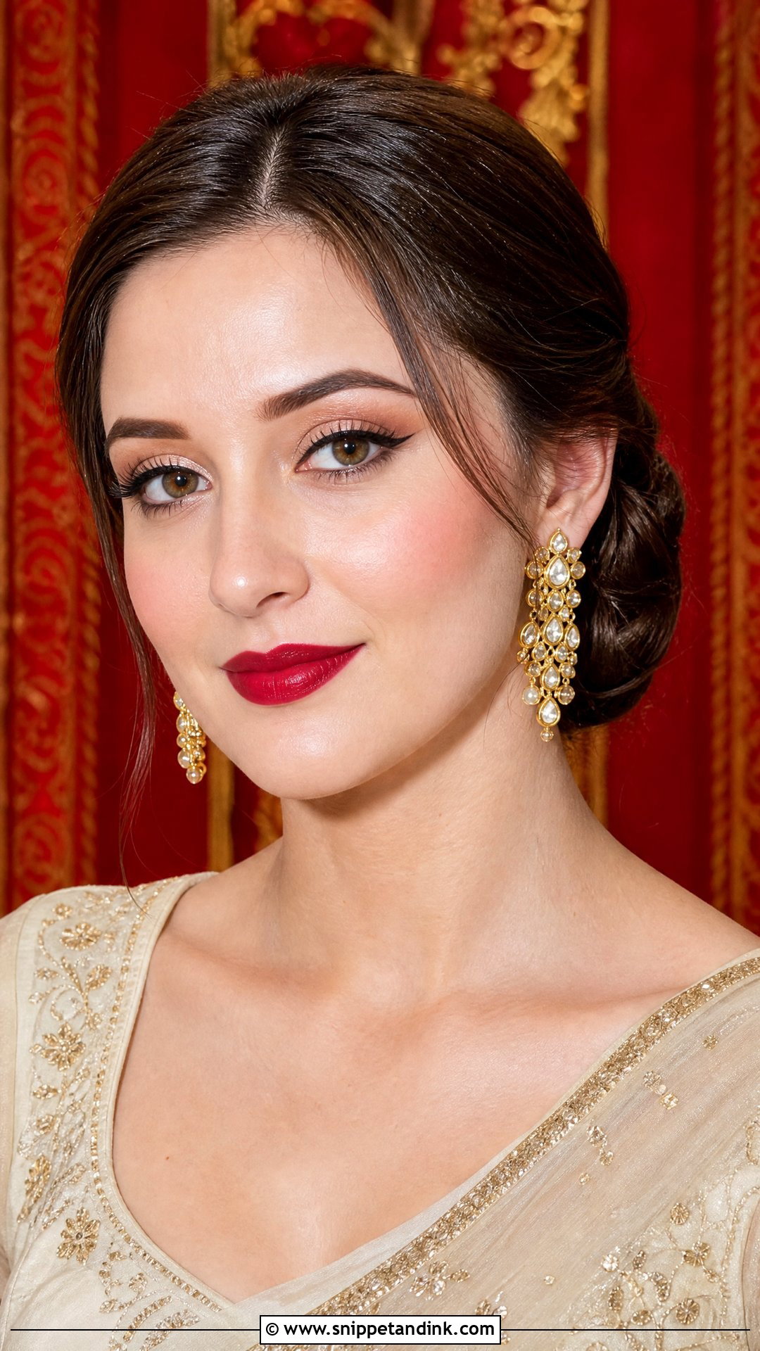Simple Indian Makeup With Red Lip - Snippet and Ink - 20 Simple Indian Marriage Makeup Ideas