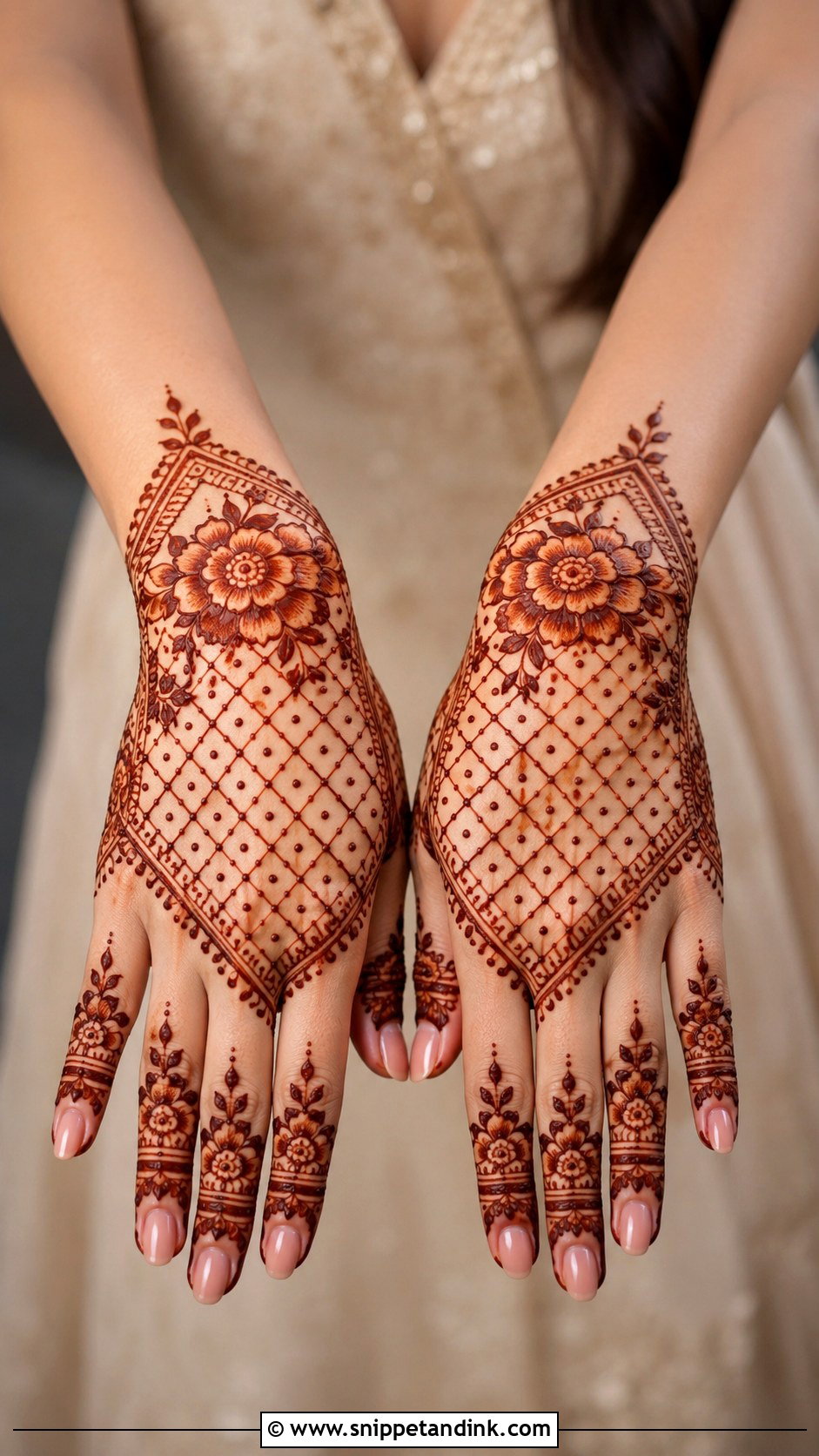 Simple Jaali Mehndi Design - Snippet and Ink - 35 Mehndi Designs for Beginners