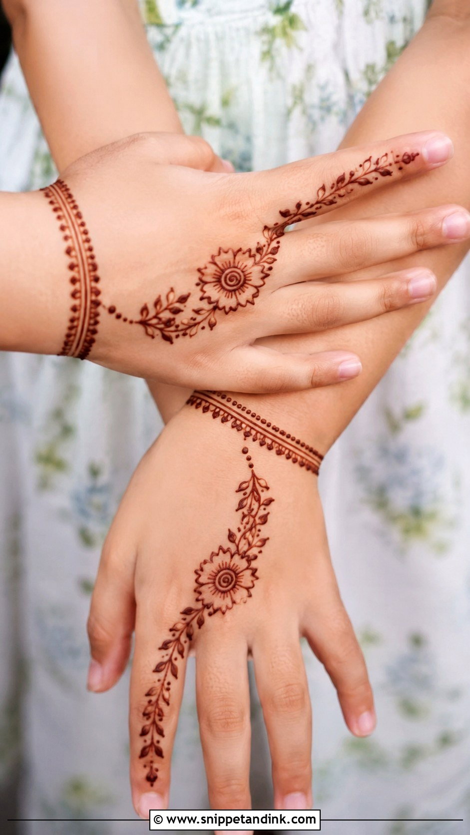 Simple Kids Mehndi Design Back Hand - Snippet and Ink - 30 Kids Children Mehndi Designs