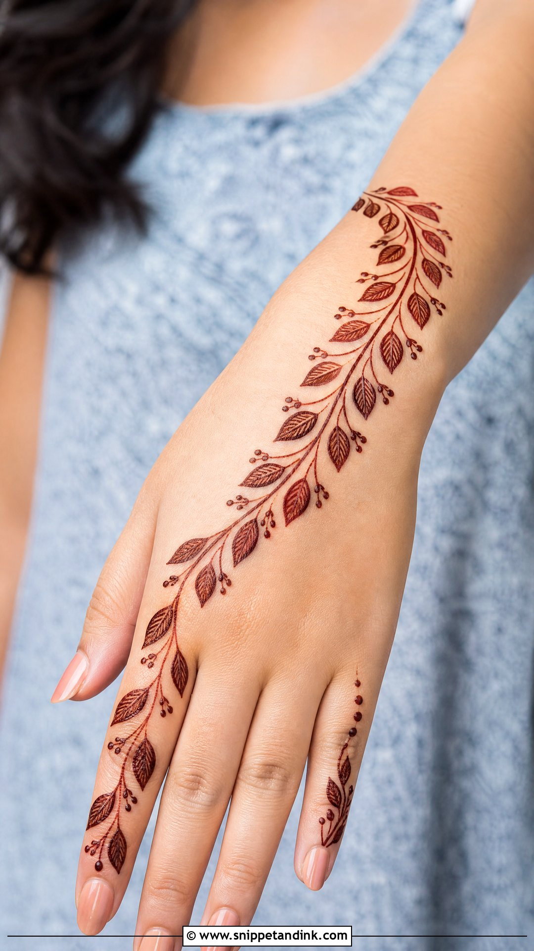 Simple Leaf Trail Mehndi Design - Snippet and Ink - 20 Simple and Unique Mehndi Design Ideas