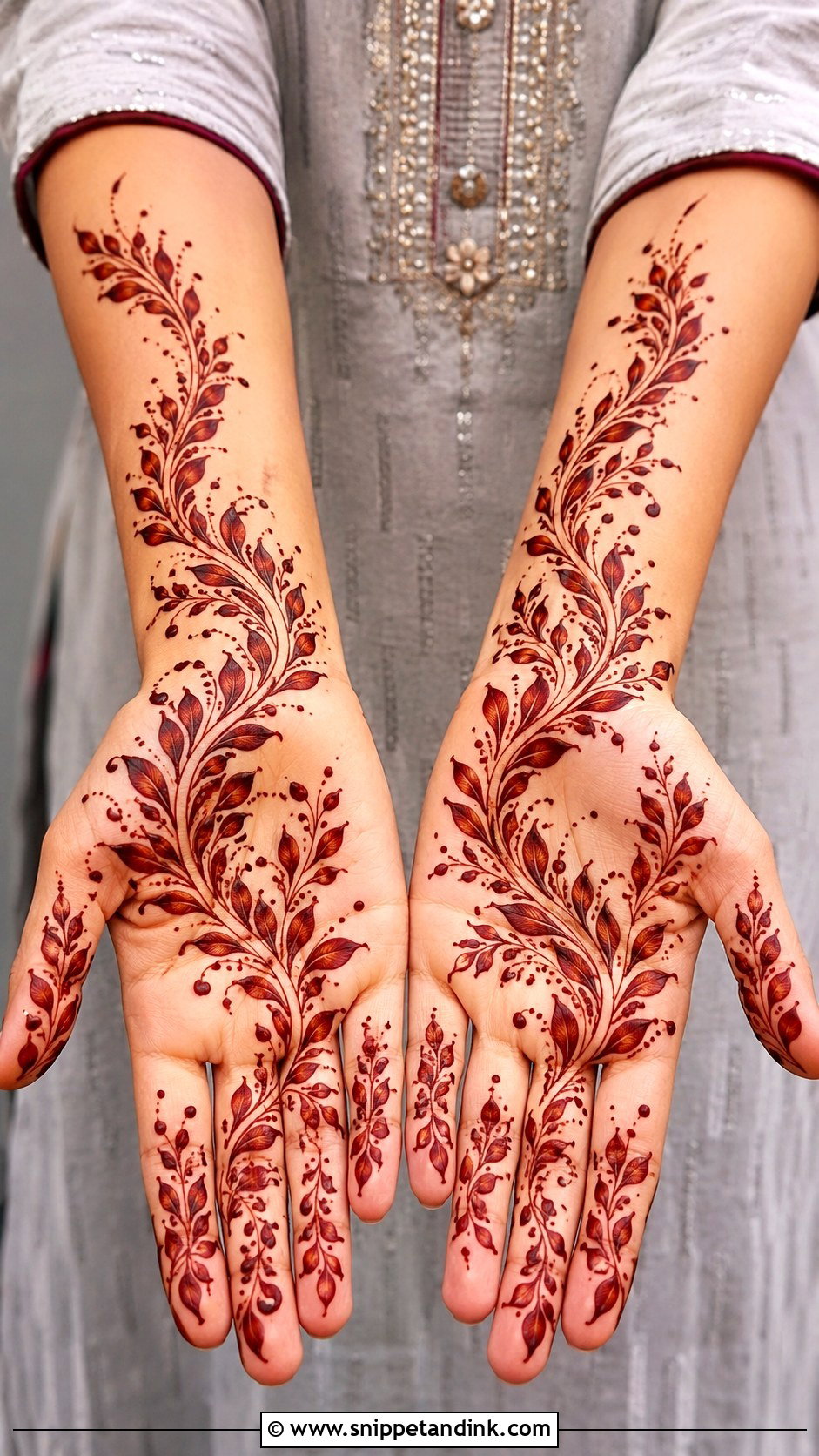Simple Leafy Front Palm Mehndi Design - Snippet and Ink - 35 Simple Front Palm Mehndi Designs